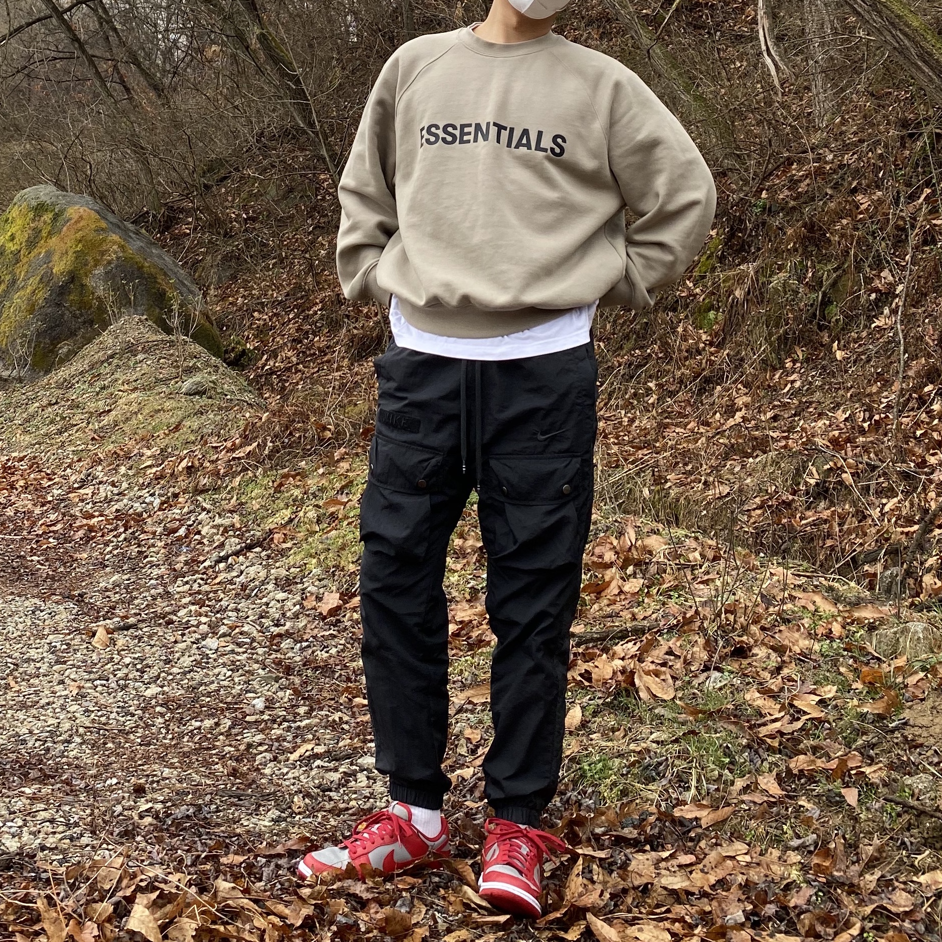 Essentials 3D Silicon Applique Crewneck Cement - 20FW, Nike Dunk Low Retro Medium Grey 착용 스타일