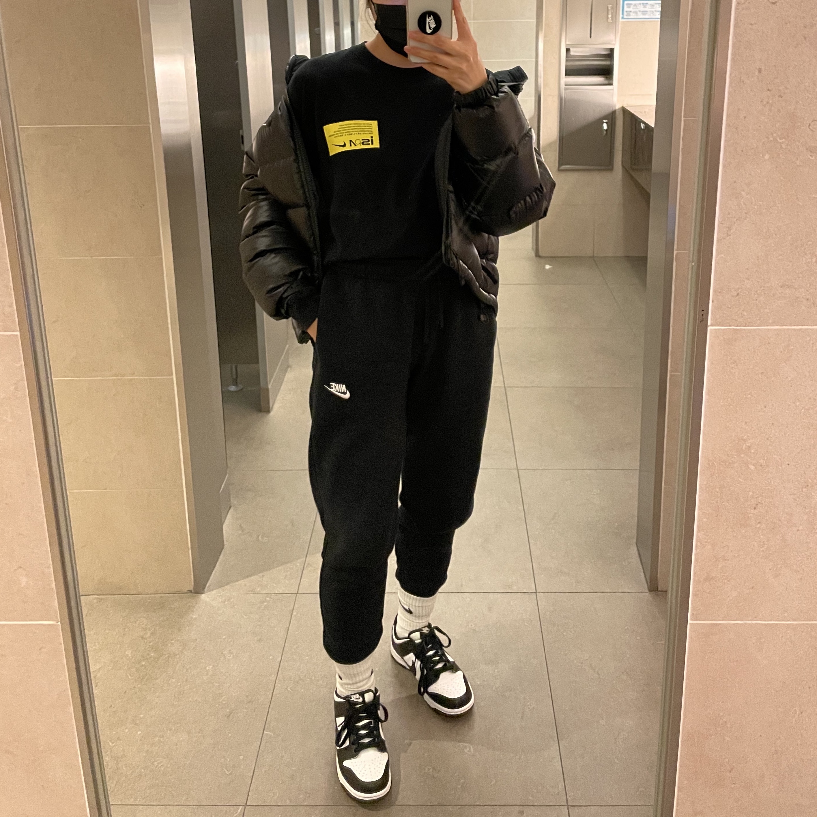 Nike x Drake Nocta Puffer Jacket Black - Asia, (GS) Nike Dunk Low Black 착용 스타일