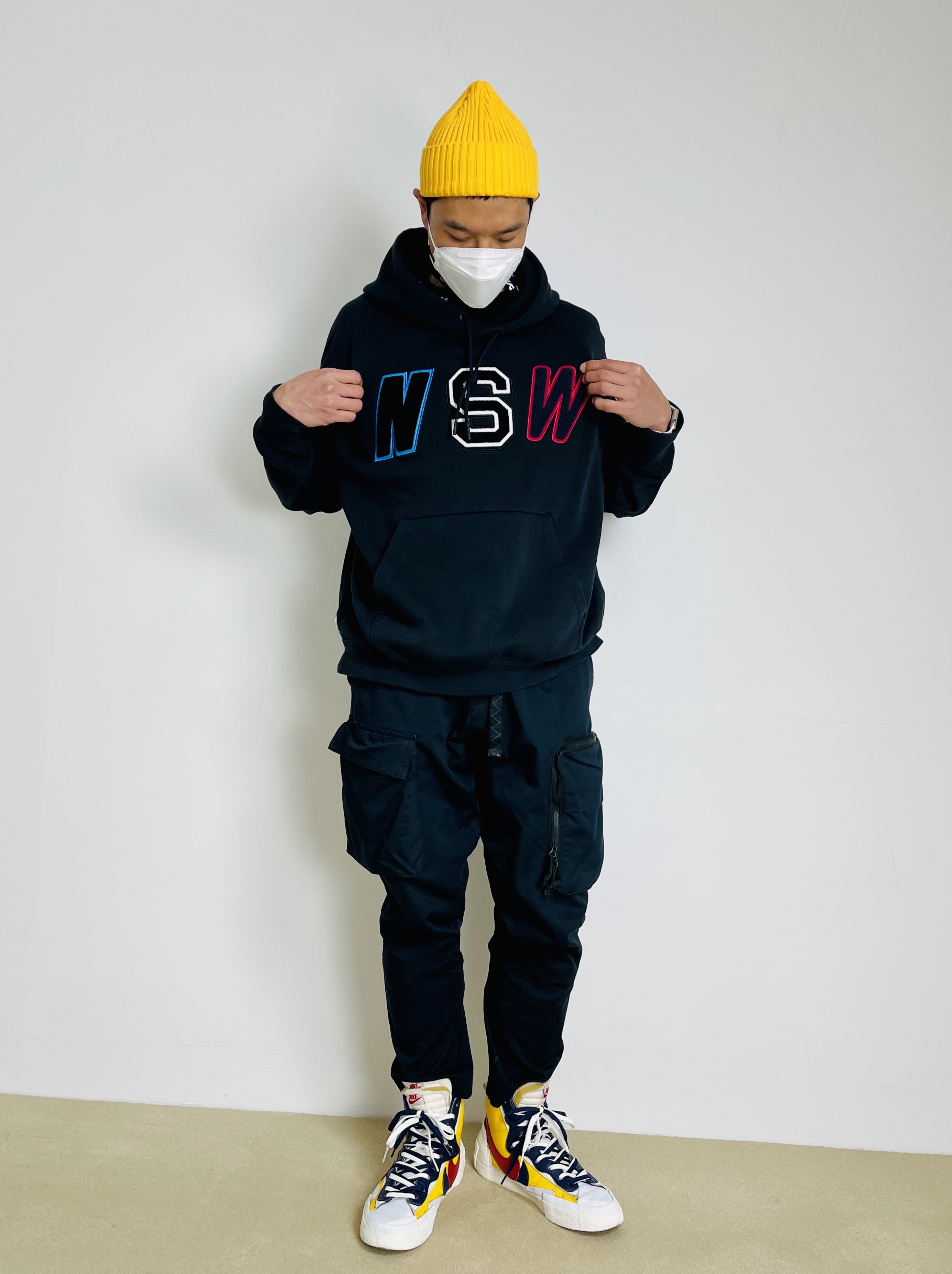 Nike x Sacai Blazer Mid Snow Beach, Nike ACG Cargo Pants Black - Asia 착용 스타일 - 1