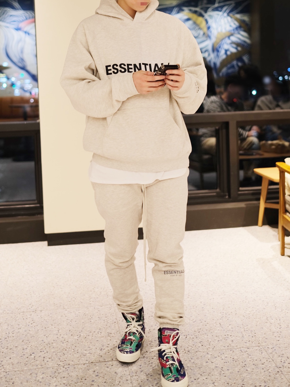 Essentials 3D Silicon Applique Pullover Hoodie Oatmeal/Oatmeal Heather/Light Heather Oatmeal 2020, Essentials Sweatpants Oatmeal/Oatmeal Heather/Light Heather Oatmeal 2020 착용 스타일