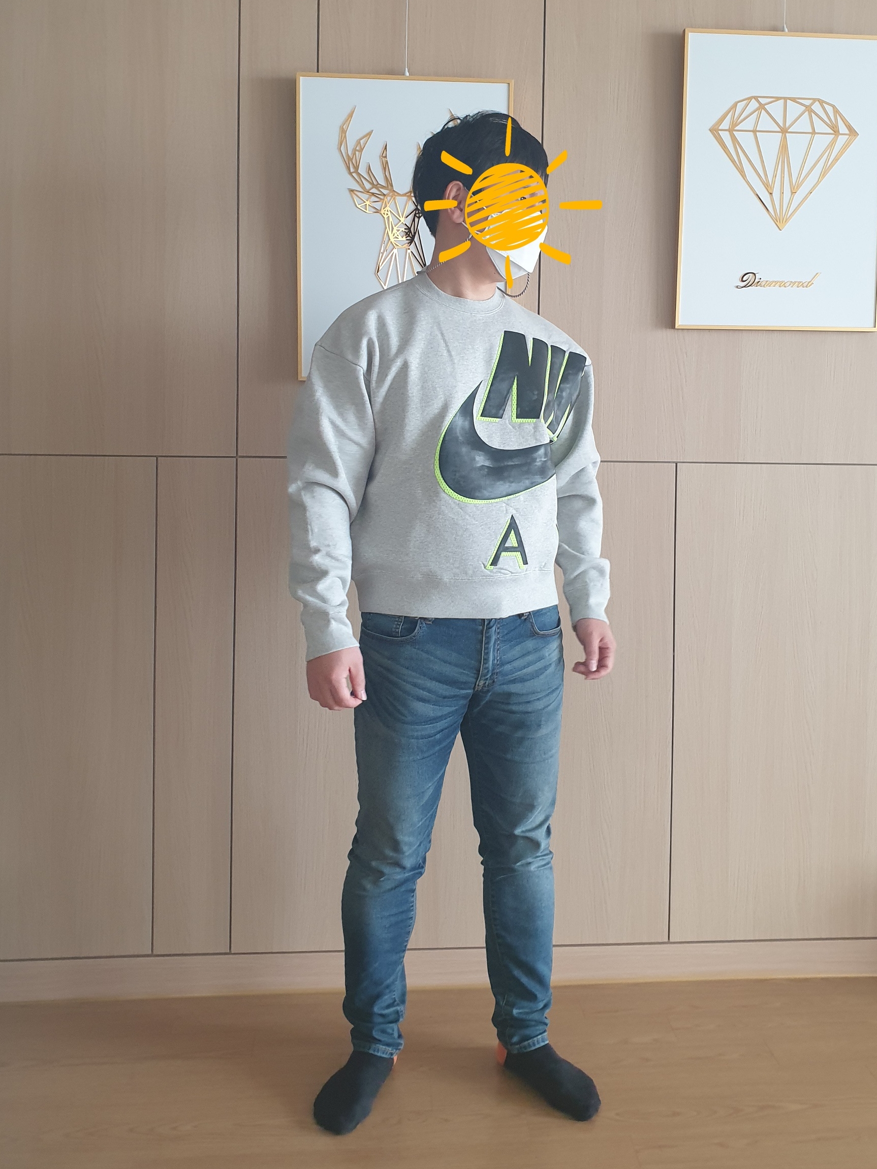 Nike x Kim Jones Fleece Crew Grey Heather - Asia 착용 스타일