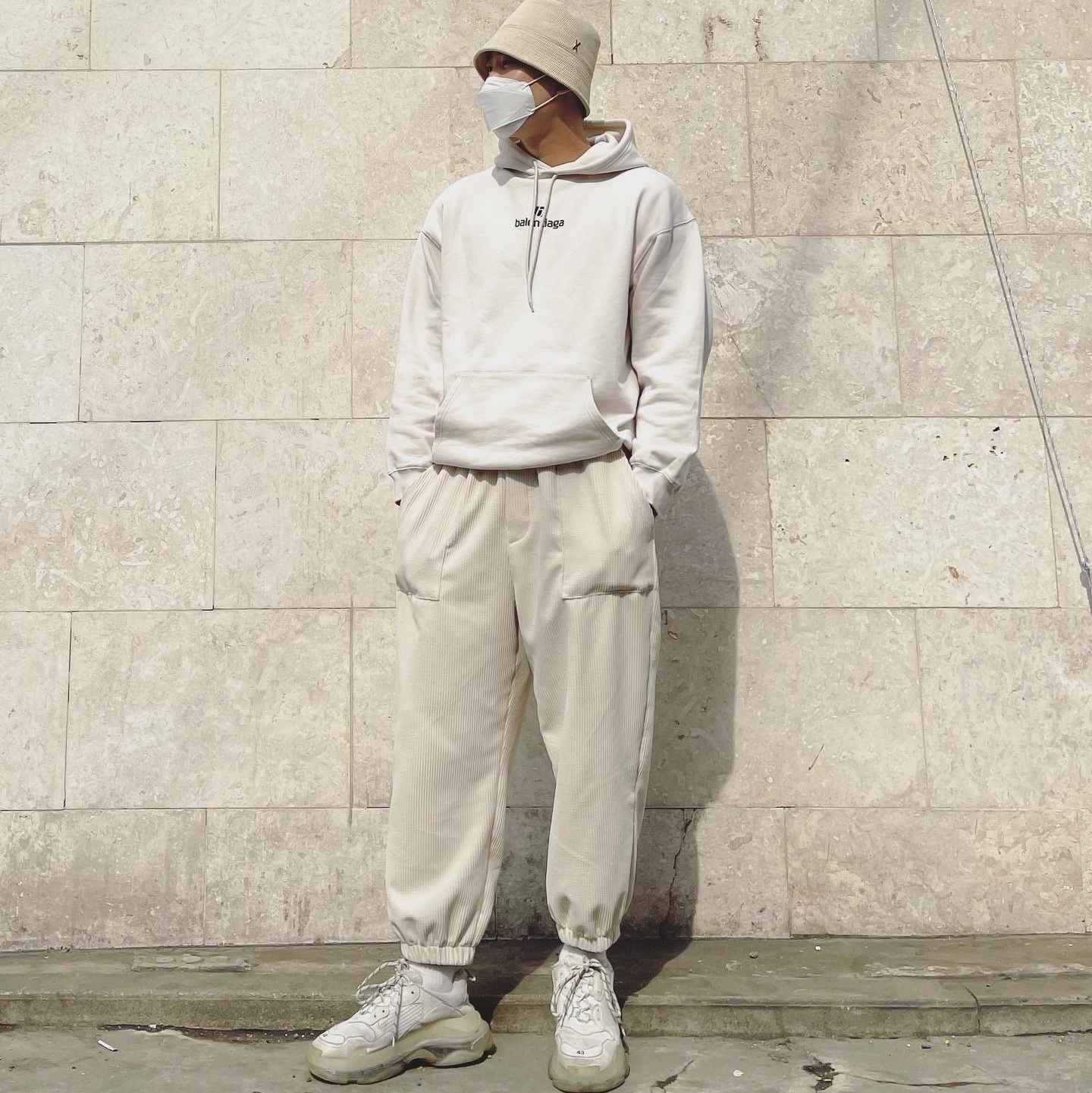 Nike x Stussy NRG ZR Fleece Crewneck Heather Grey - US/EU, Nike x Stussy NRG ZR Fleece Pants Heather Grey - US/EU 착용 스타일 - 4