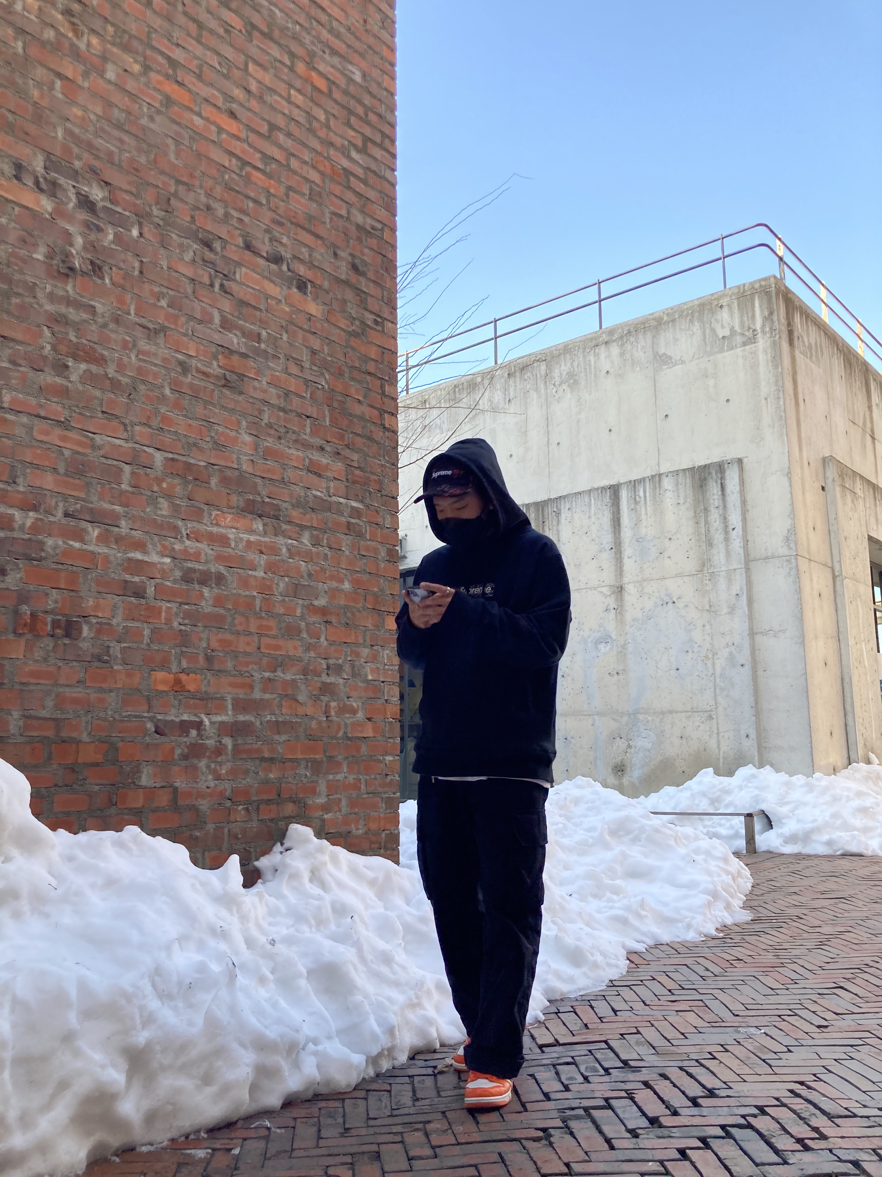 Supreme Bandana Box Logo Hooded Sweatshirt Black - 19FW, Supreme Wool Camp Cap Black - 20FW 착용 스타일