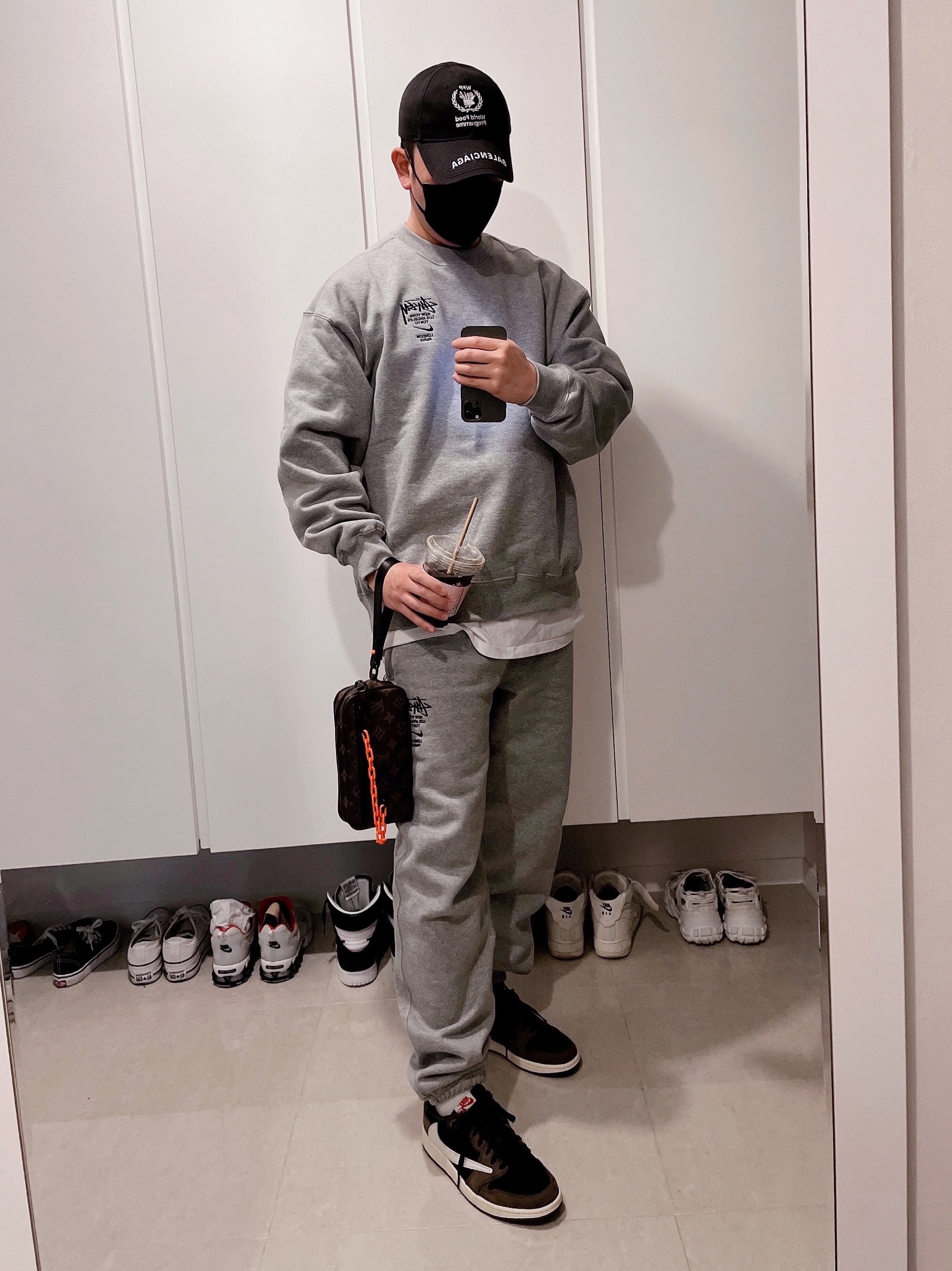 Nike x Stussy NRG ZR Fleece Crewneck Heather Grey - Asia, Nike x Stussy NRG ZR Fleece Pants Heather Grey - Asia 착용 스타일