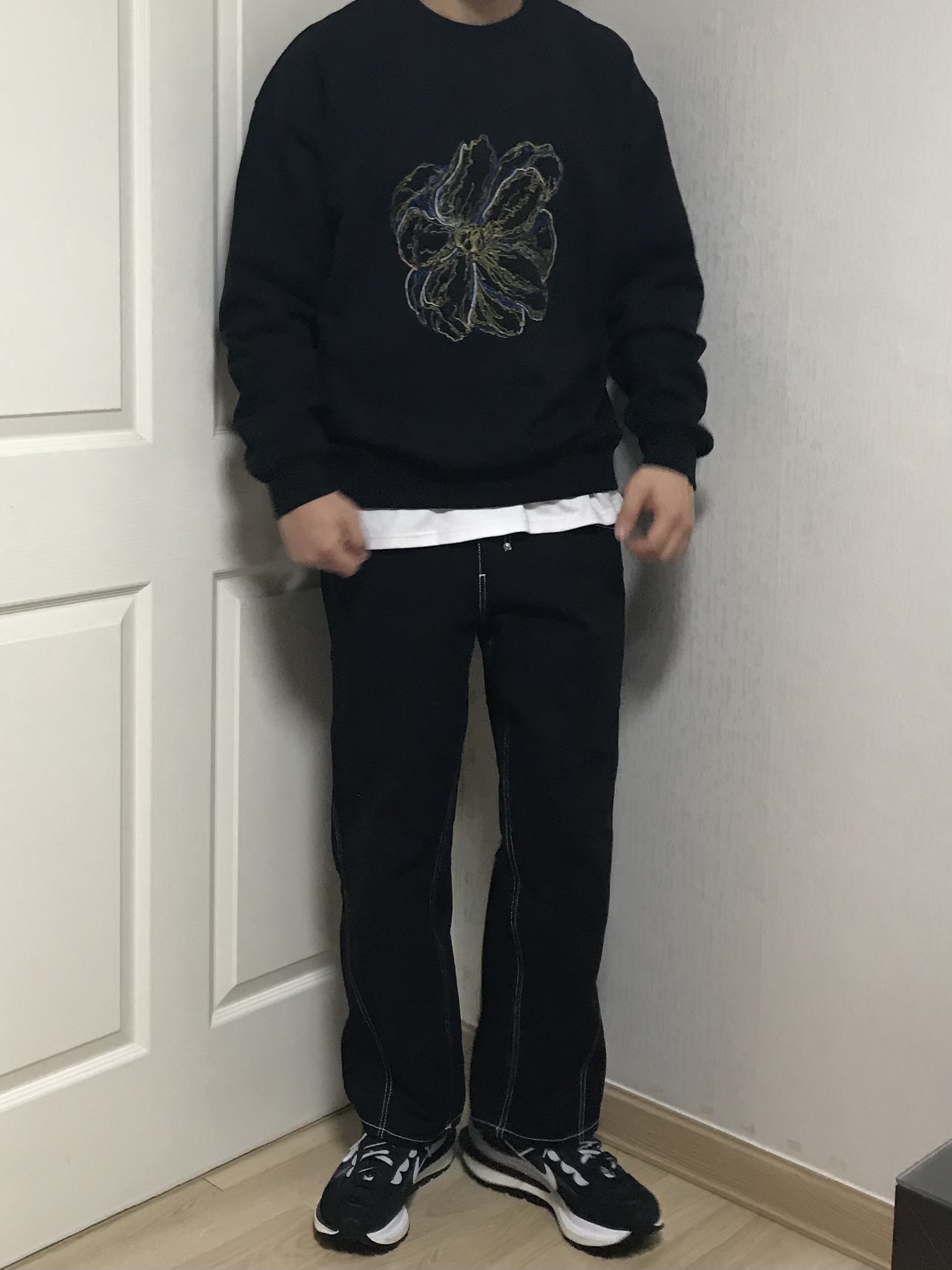 Nike x Sacai VaporWaffle Black White 착용 스타일