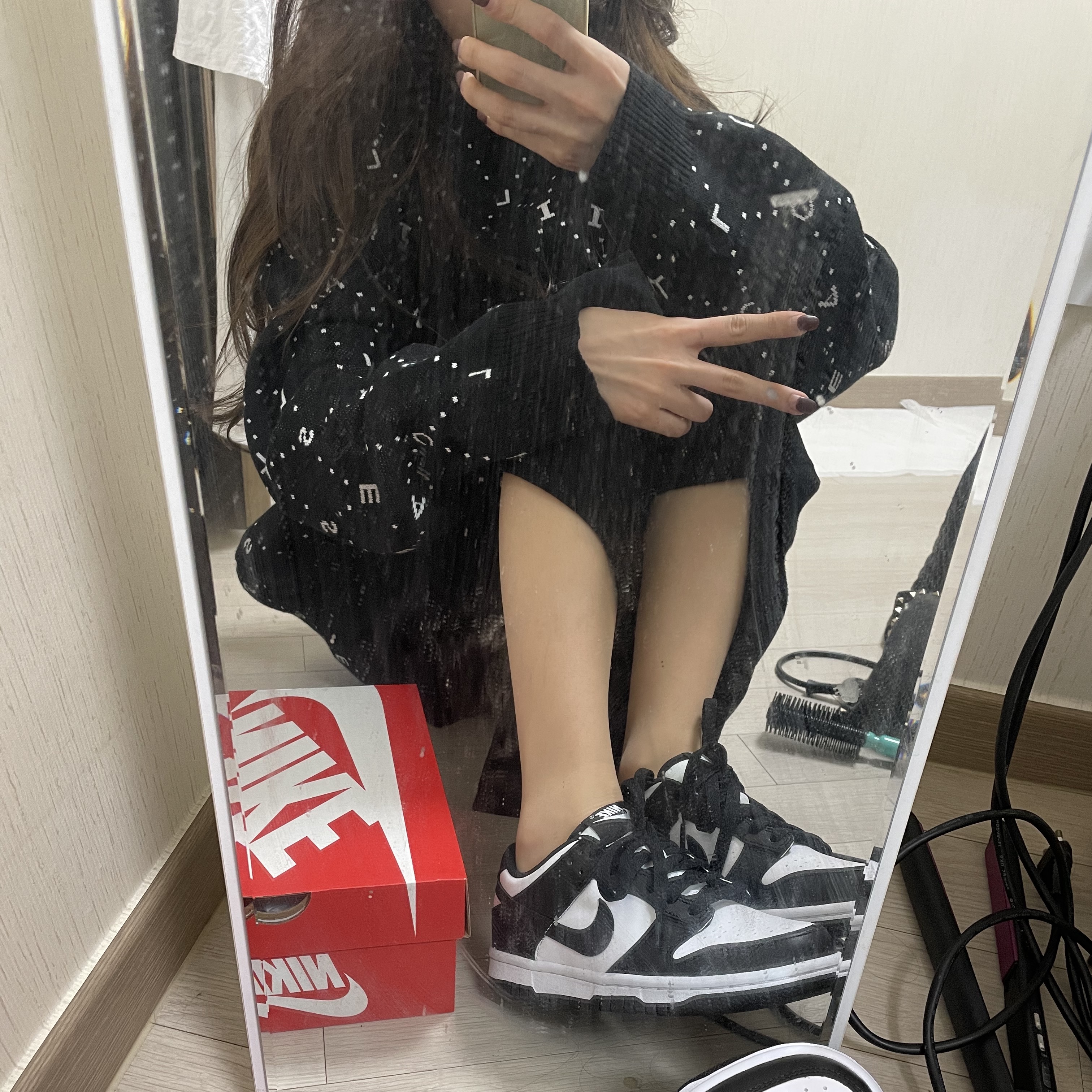 (W) Nike Dunk Low Black 착용 스타일