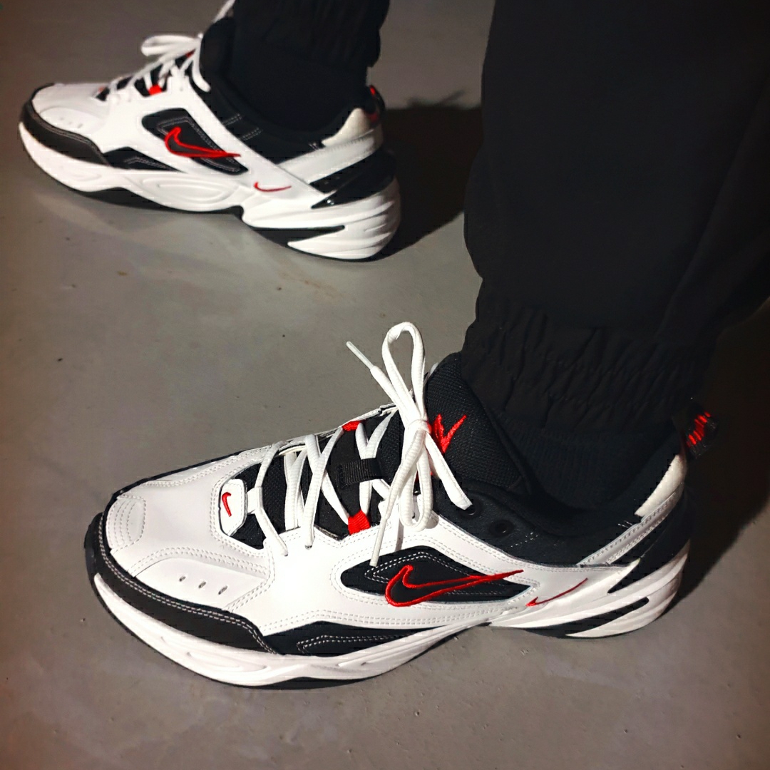 Nike M2K Tekno White Pure Platinum, Nike Big Swoosh Full Zip Jacket Black Anthracite 착용 스타일 - 5