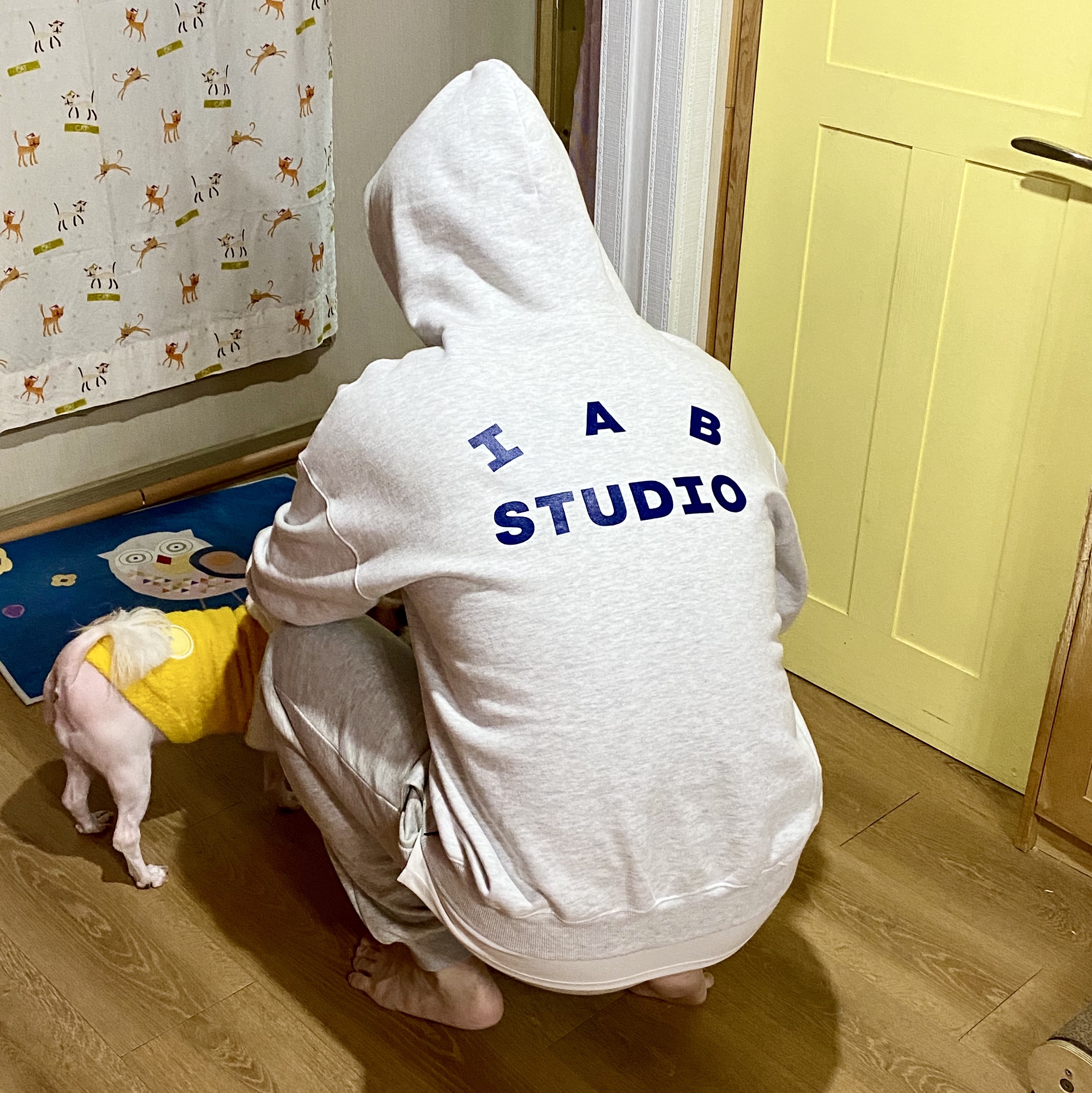 IAB Studio Hoodie Light Gray 착용 스타일