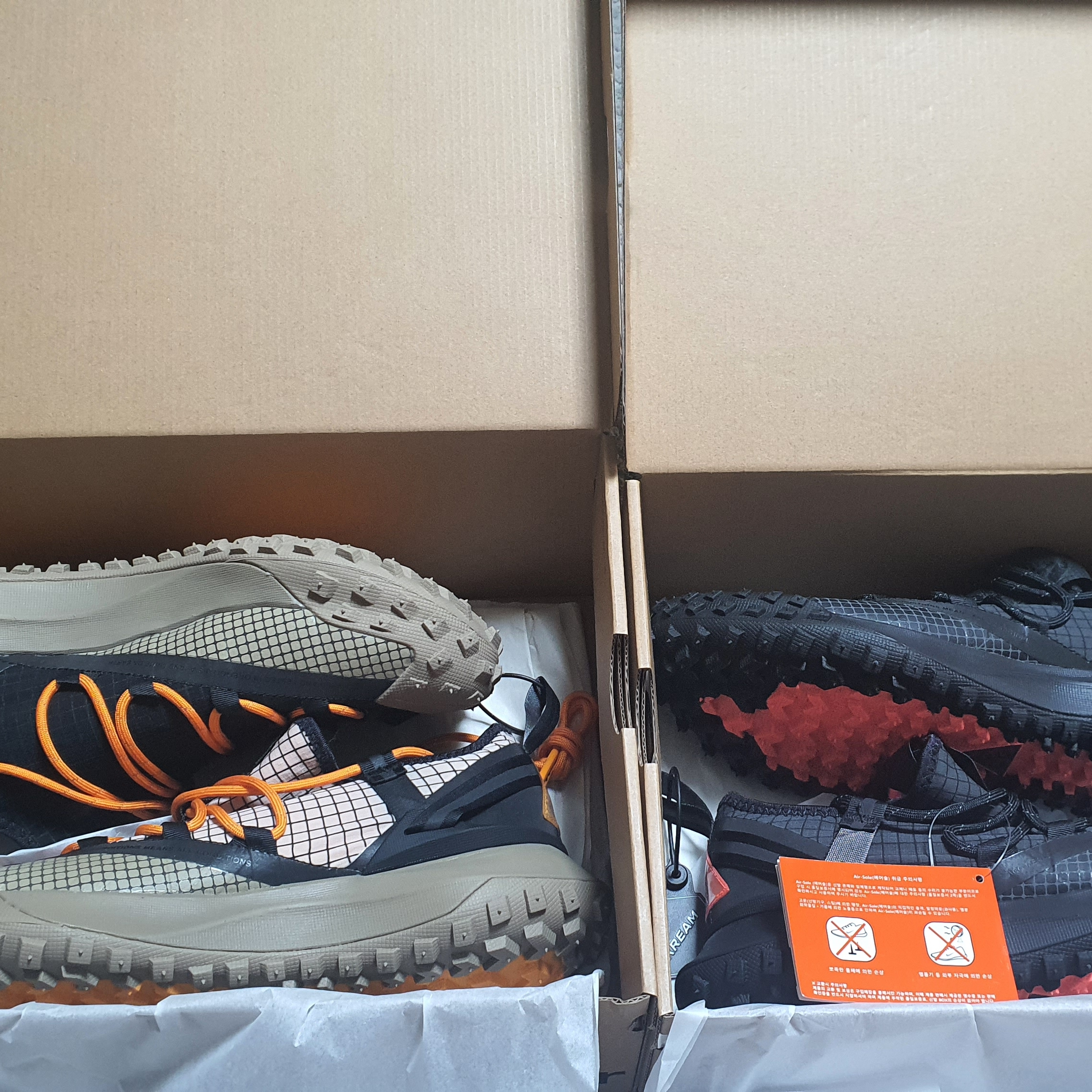 Nike ACG Mountain Fly Low Anthracite, Nike ACG Mountain Fly Low Fossil Stone 착용 스타일