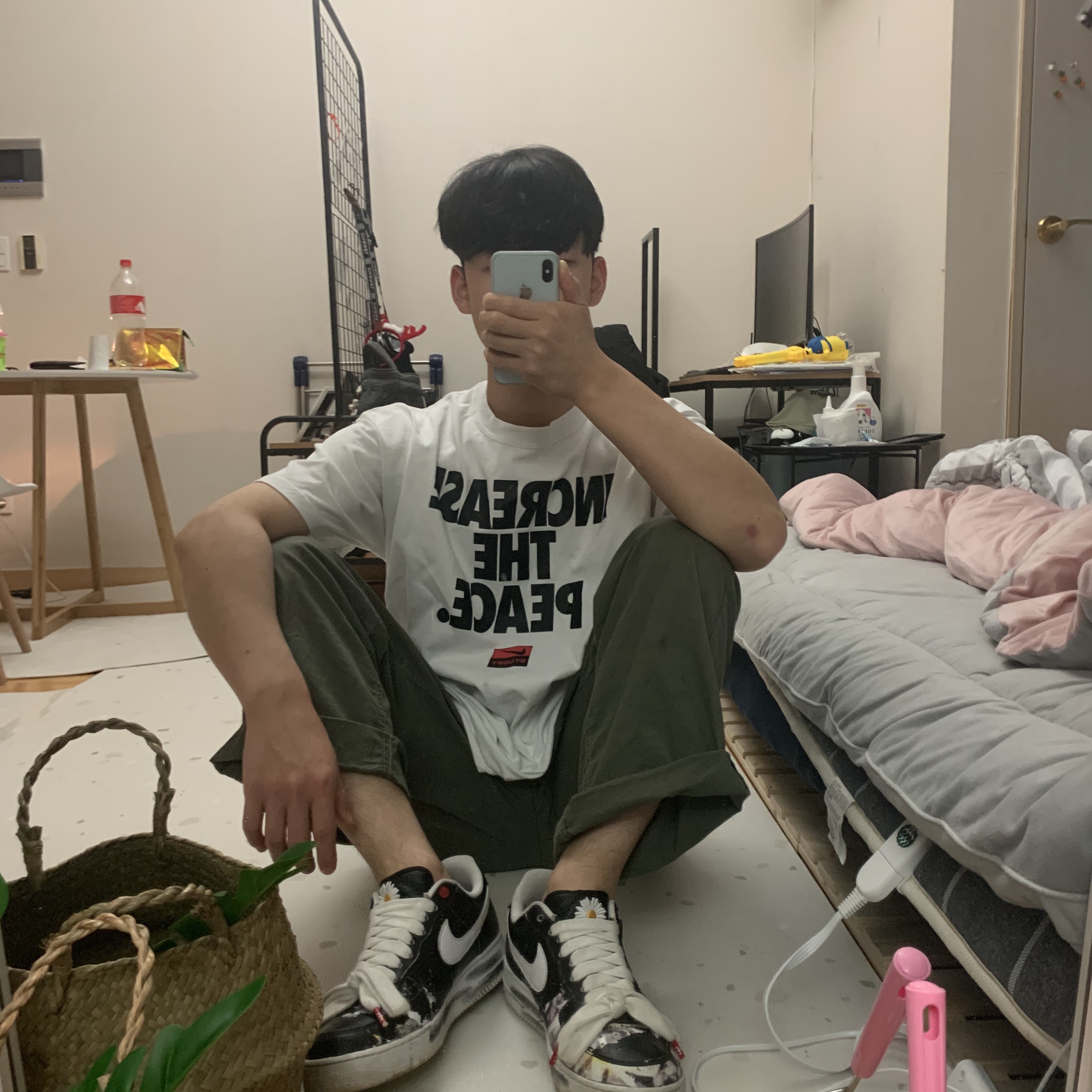 Nike x Peaceminusone Air Force 1 Low Para-Noise, Nike x Stussy Increase The Peace T-Shirt - US/EU 착용 스타일