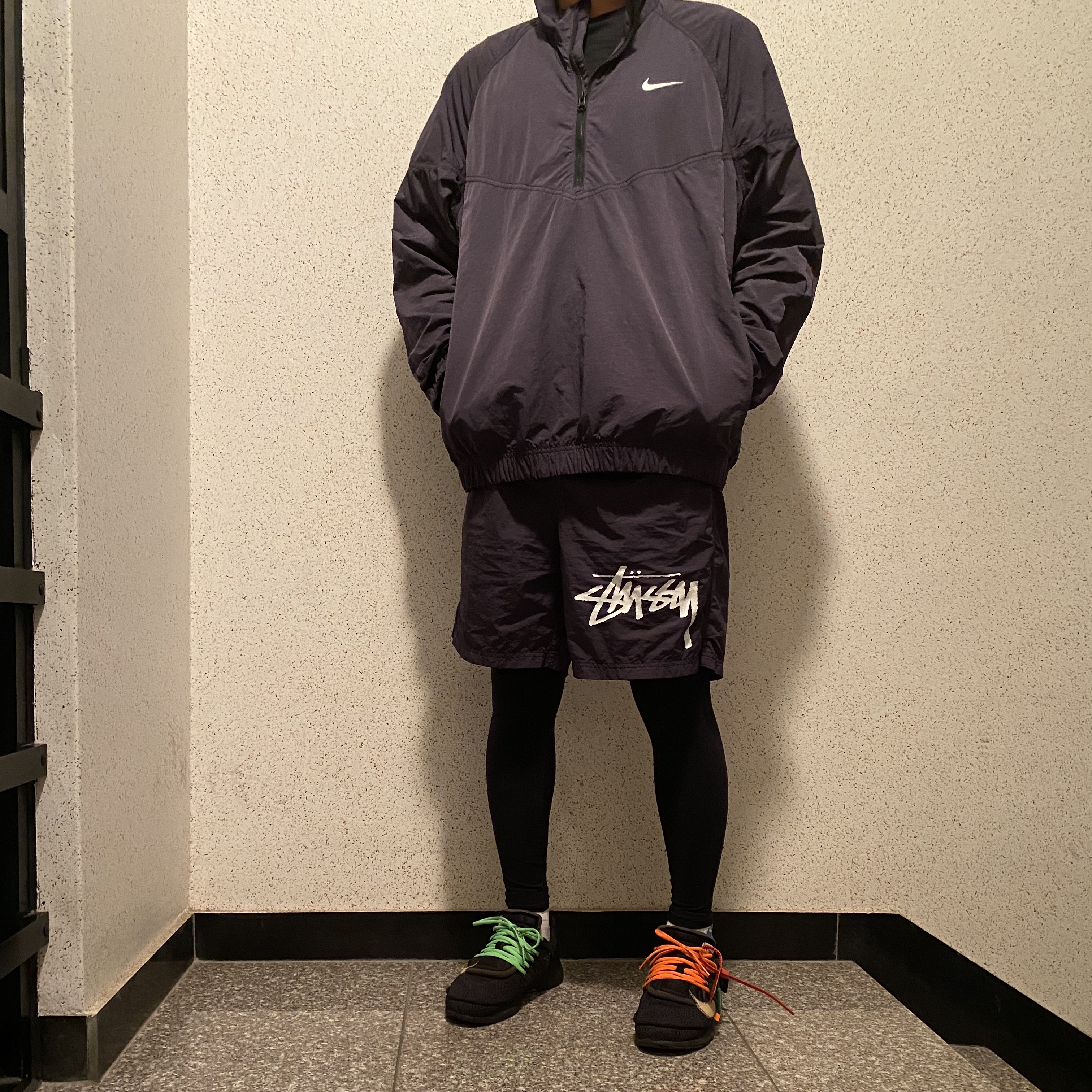 Nike x Off-White Air Presto Black, Nike x Stussy Windrunner Jacket Off Noir 착용 스타일