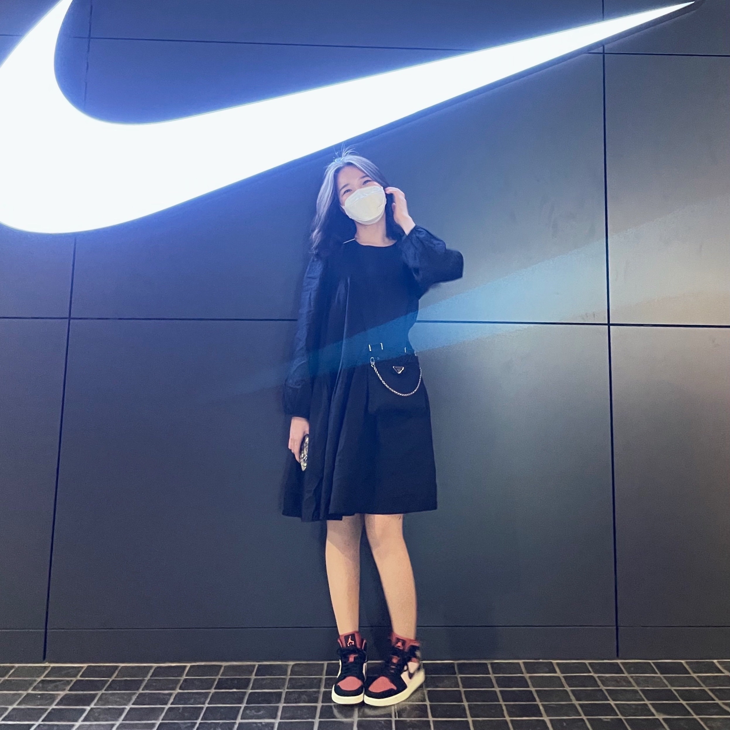 (W) Jordan 1 Mid Burgundy Dusty Pink 착용 스타일 - 2