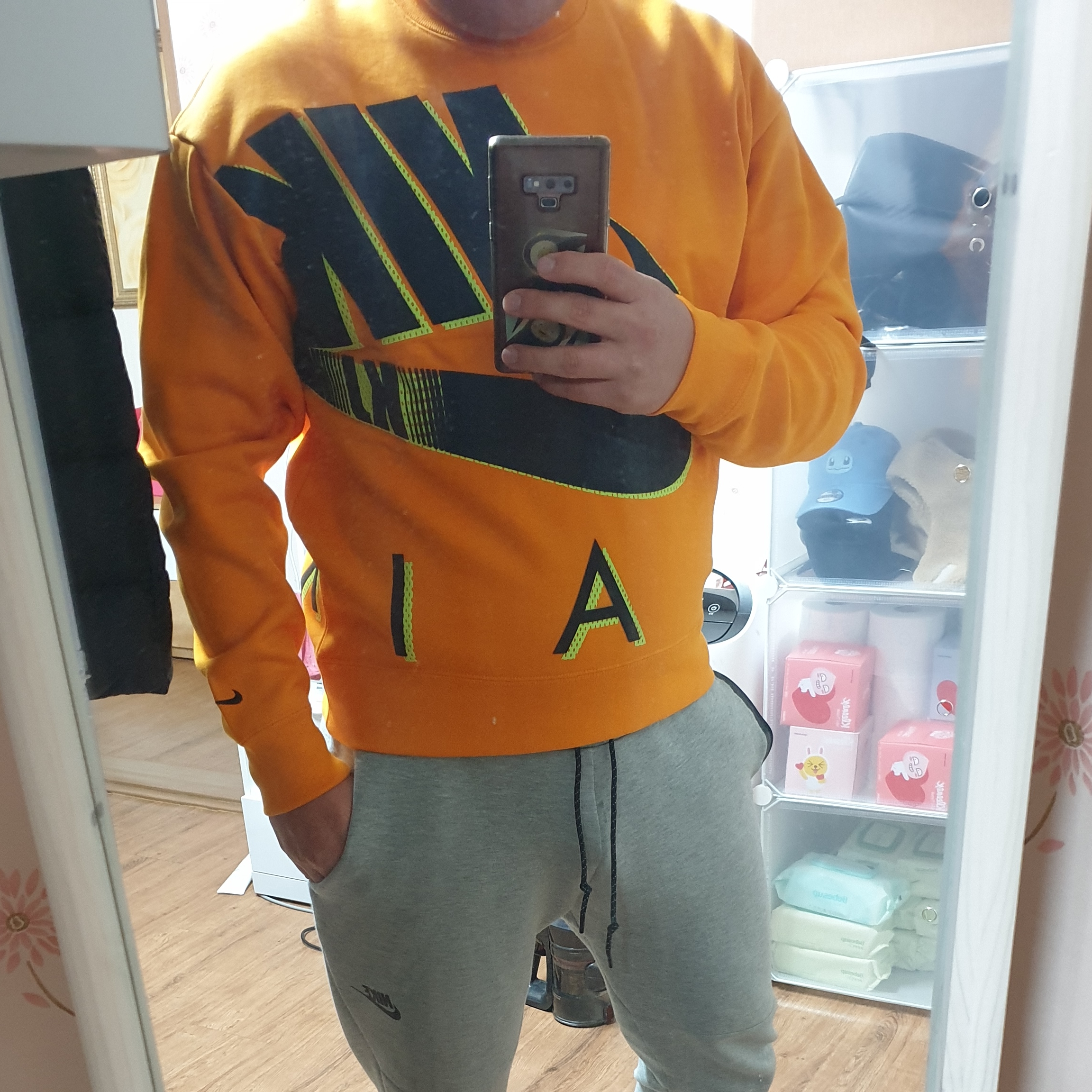 Nike x Kim Jones Fleece Crew Circuit Orange - Asia 착용 스타일