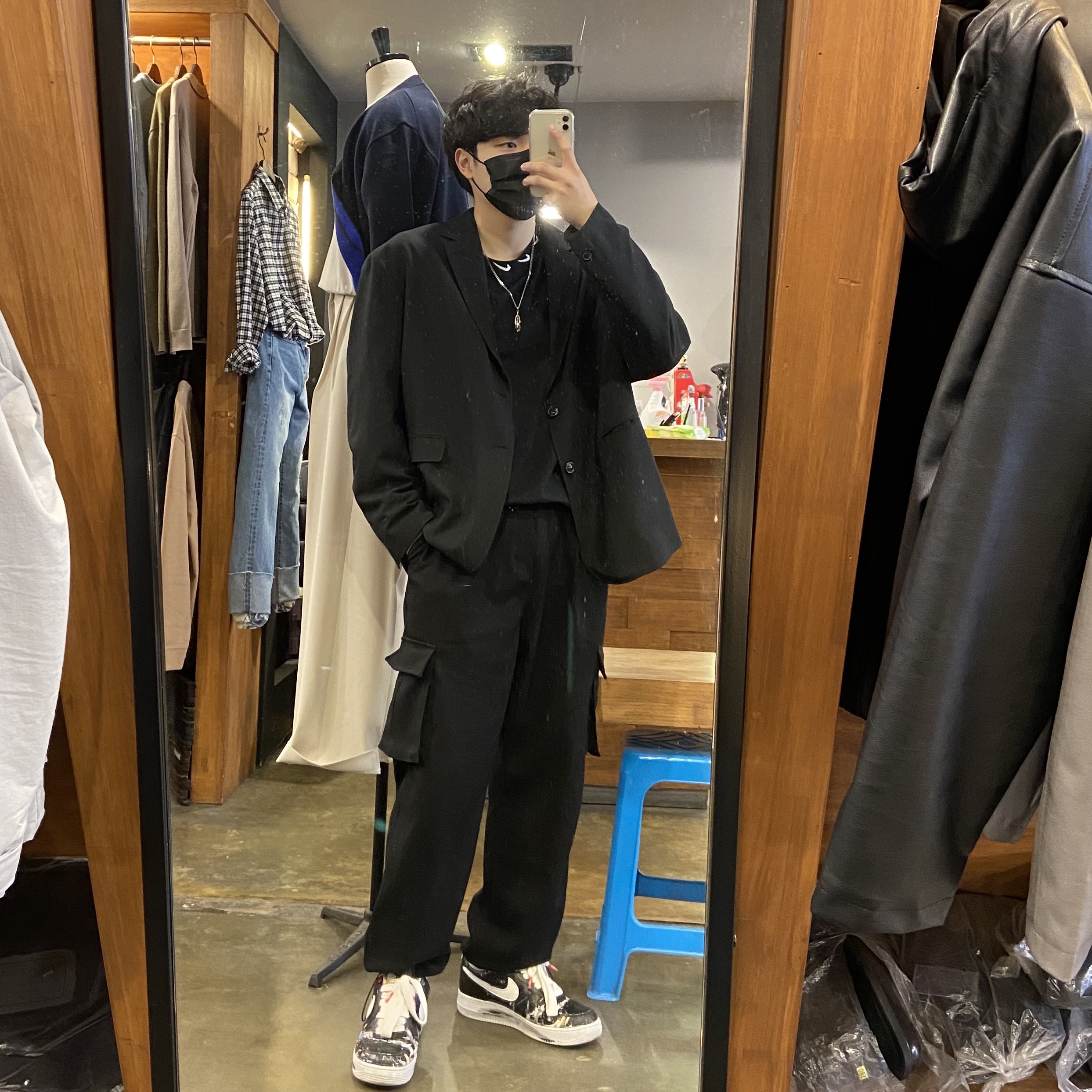 Nike x Stussy NRG BR LS Knit Top, Nike x Peaceminusone Air Force 1 Low Para-Noise 착용 스타일
