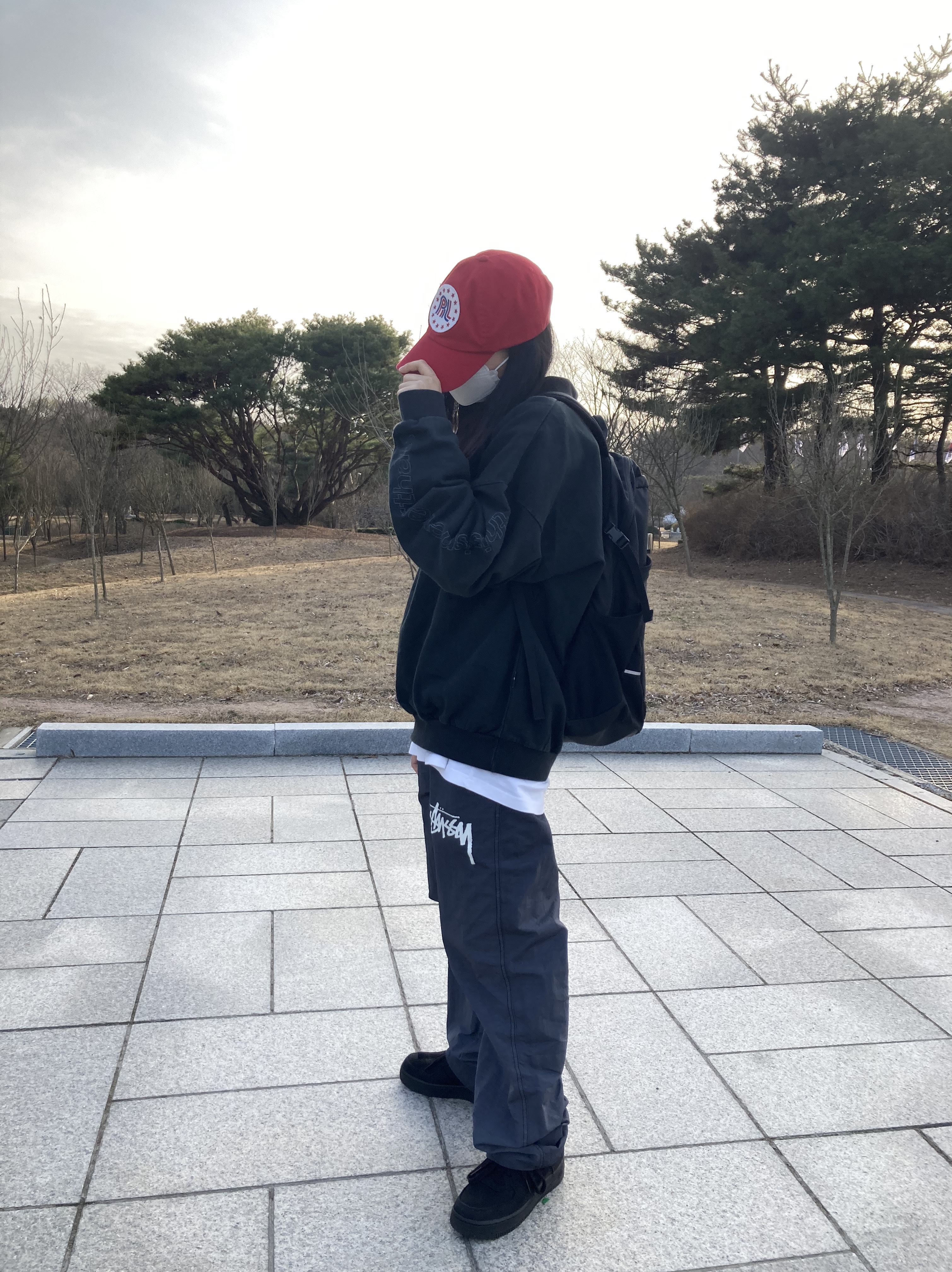 Nike x Stussy Air Force 1 Low Triple Black, Nike x Stussy Beach Pants Off Noir 착용 스타일