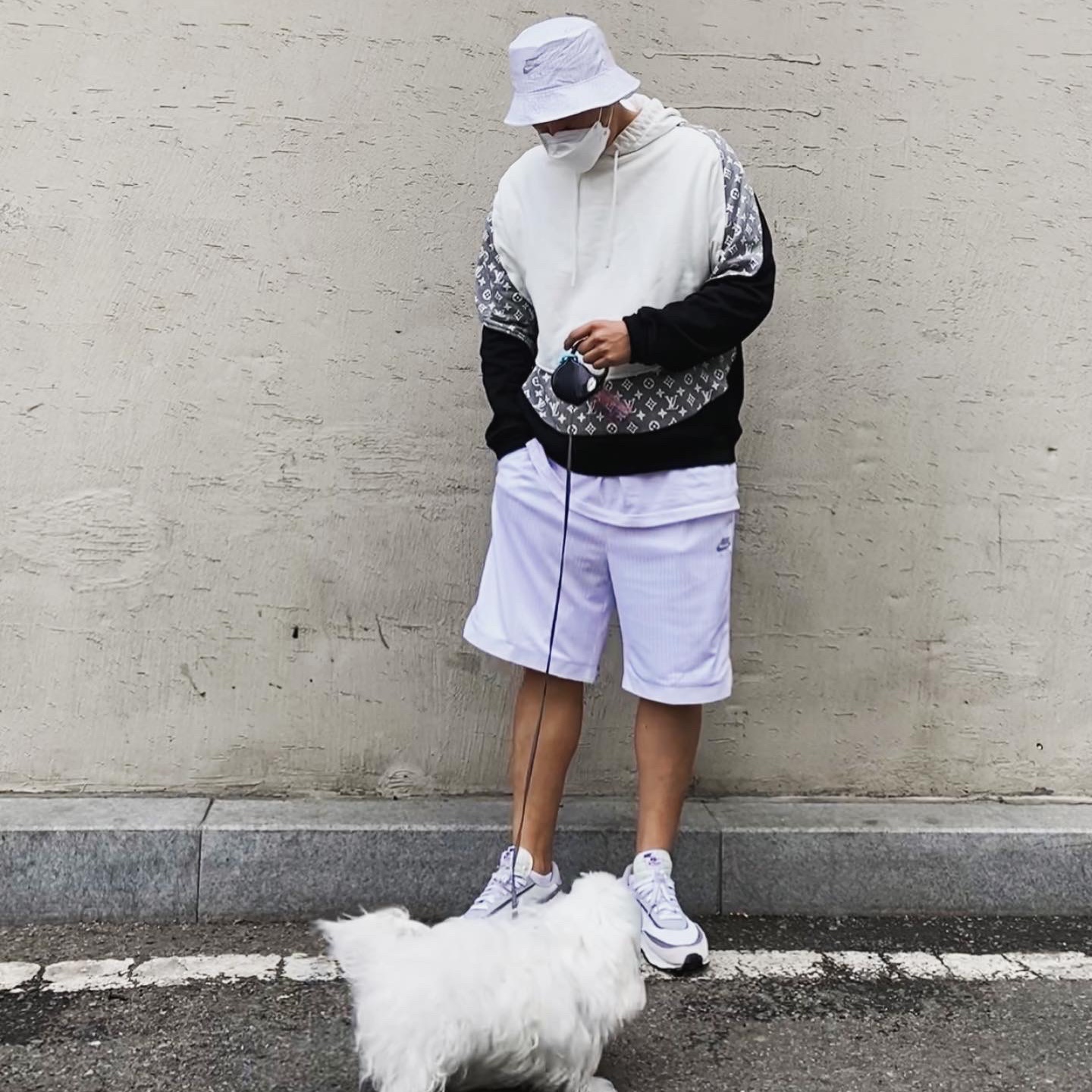 Nike x Kim Jones Bucket Hat White, Nike x Kim Jones Mesh Shorts White - Asia 착용 스타일 - 3
