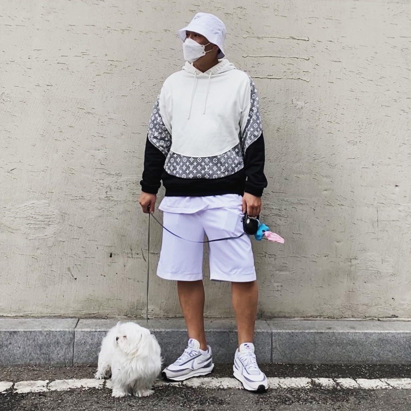 Nike x Kim Jones Bucket Hat White, Nike x Kim Jones Mesh Shorts White - Asia 착용 스타일 - 1