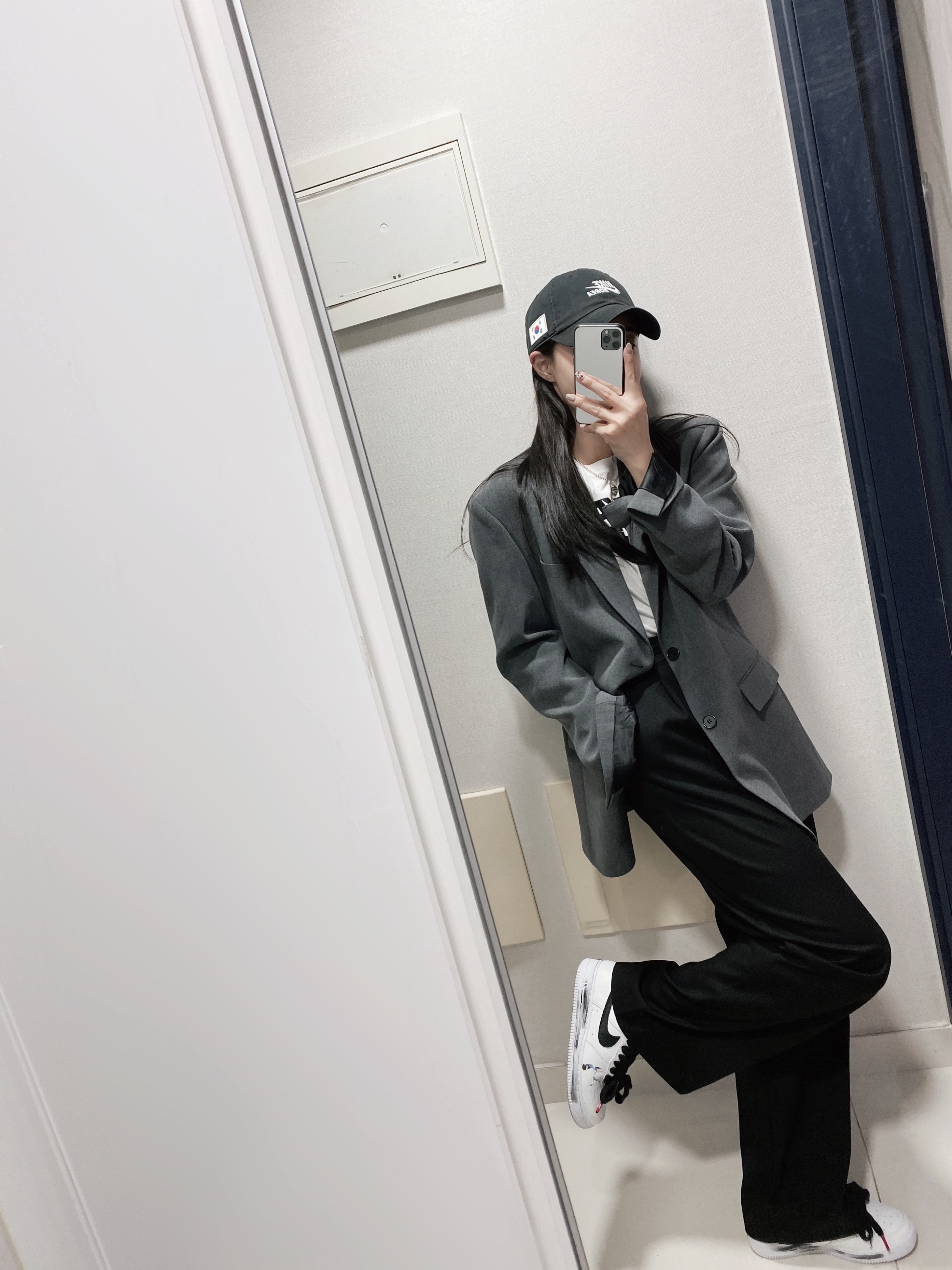 Nike x Peaceminusone Air Force 1 Low Para-Noise 2.0, Nike H86 Korea Cap Black 착용 스타일 - 1