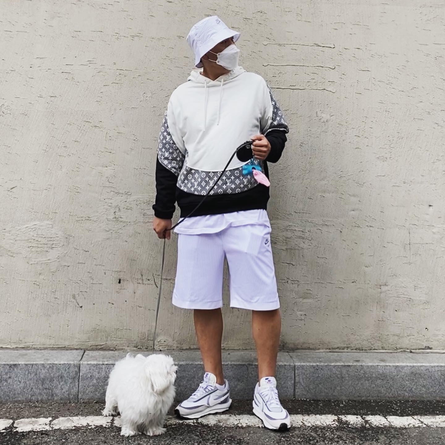Nike x Kim Jones Bucket Hat White, Nike x Kim Jones Mesh Shorts White - Asia 착용 스타일 - 2