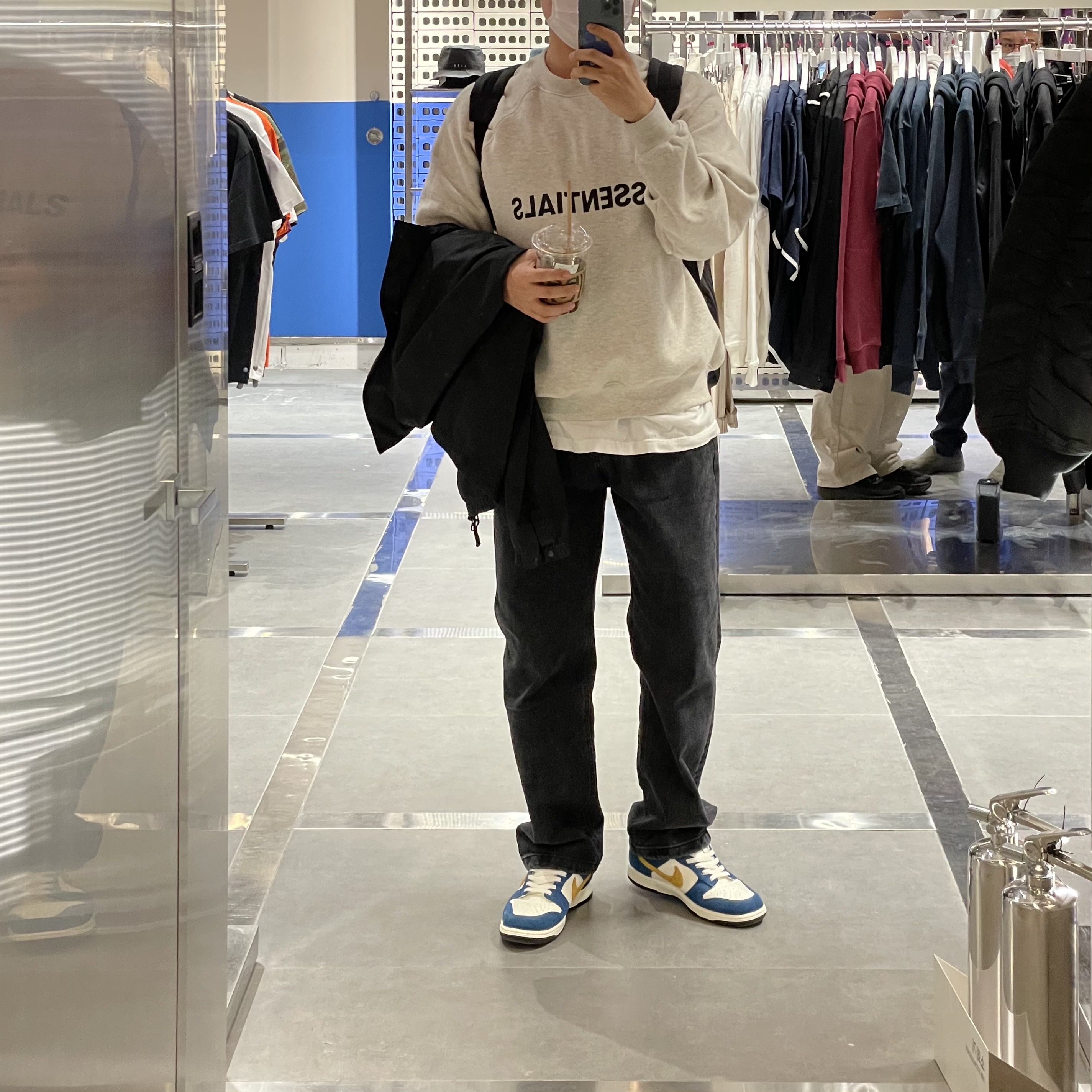 Nike x Kasina Dunk Low 80's Bus, Essentials 3D Silicon Applique Crewneck Oatmeal/Oatmeal Heather/Light Heather Oatmeal 2020 착용 스타일
