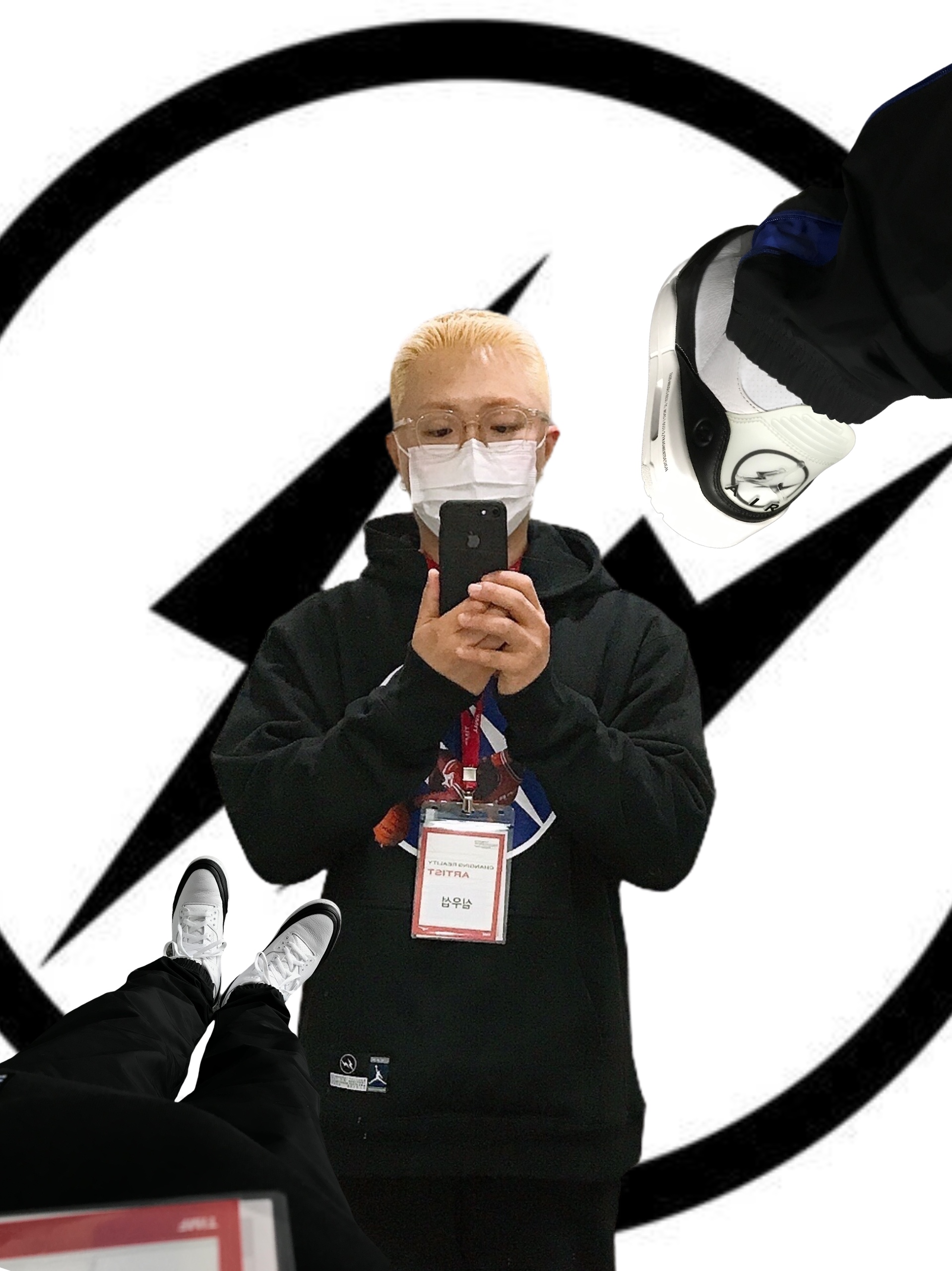 Jordan 3 x Fragment Retro SP White Black, Jordan x Fragment Image Pullover Hoodie Black - US/EU 착용 스타일