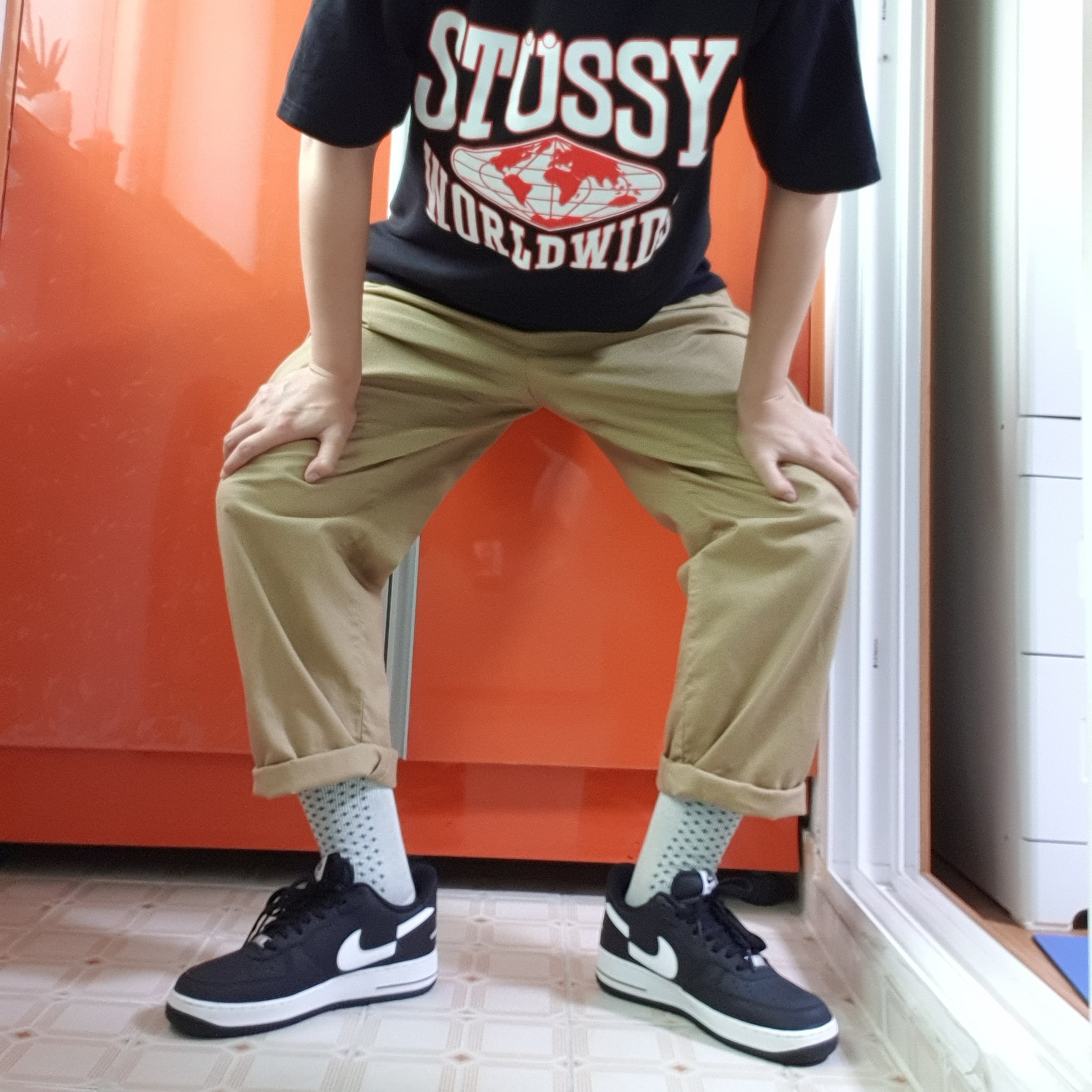 Nike x Comme des Garcons Shirt x Supreme Air Force 1 Low 2018 착용 스타일