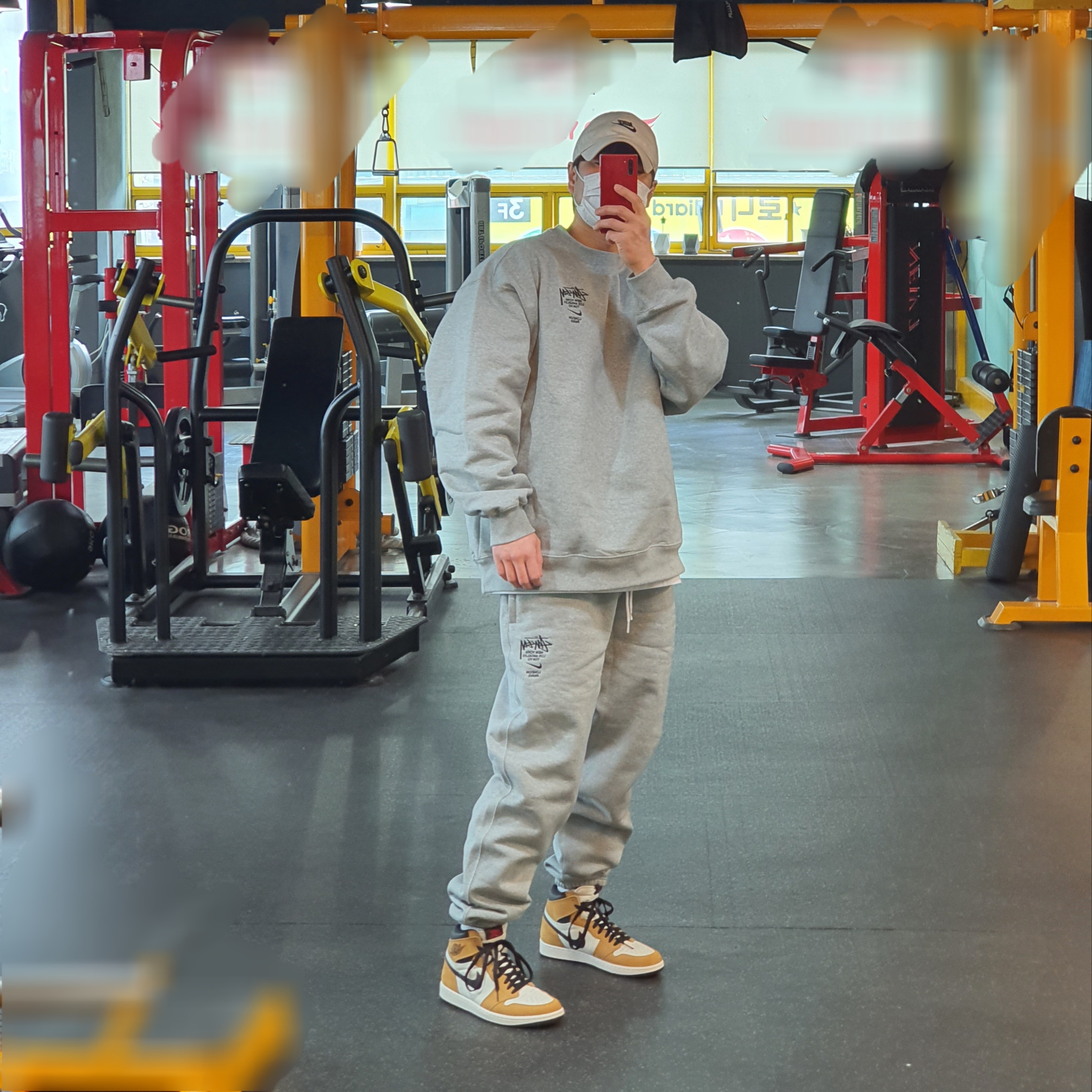 Nike x Stussy NRG ZR Fleece Crewneck Heather Grey - US/EU, Nike x Stussy NRG ZR Fleece Pants Heather Grey - Asia 착용 스타일