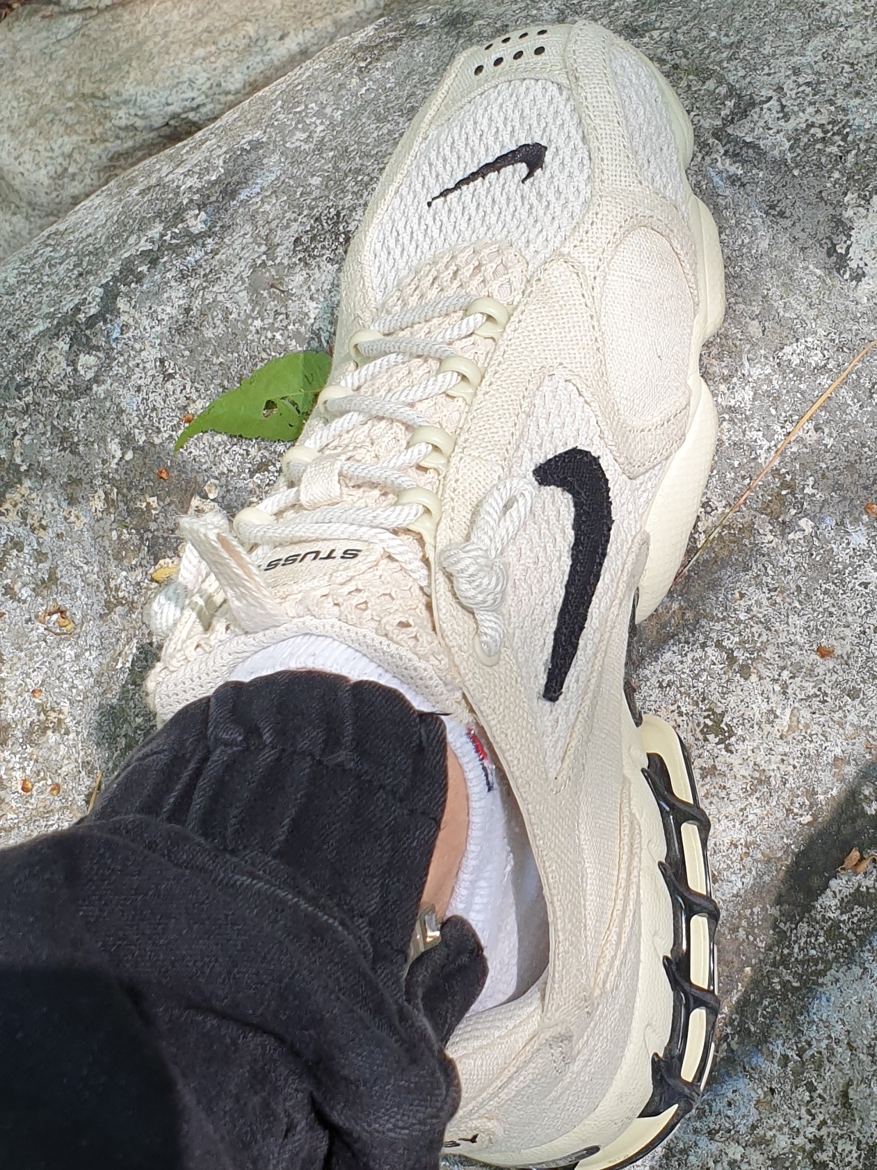 Nike x Stussy Air Zoom Spiridon Cage 2 Fossil 착용 스타일 - 1