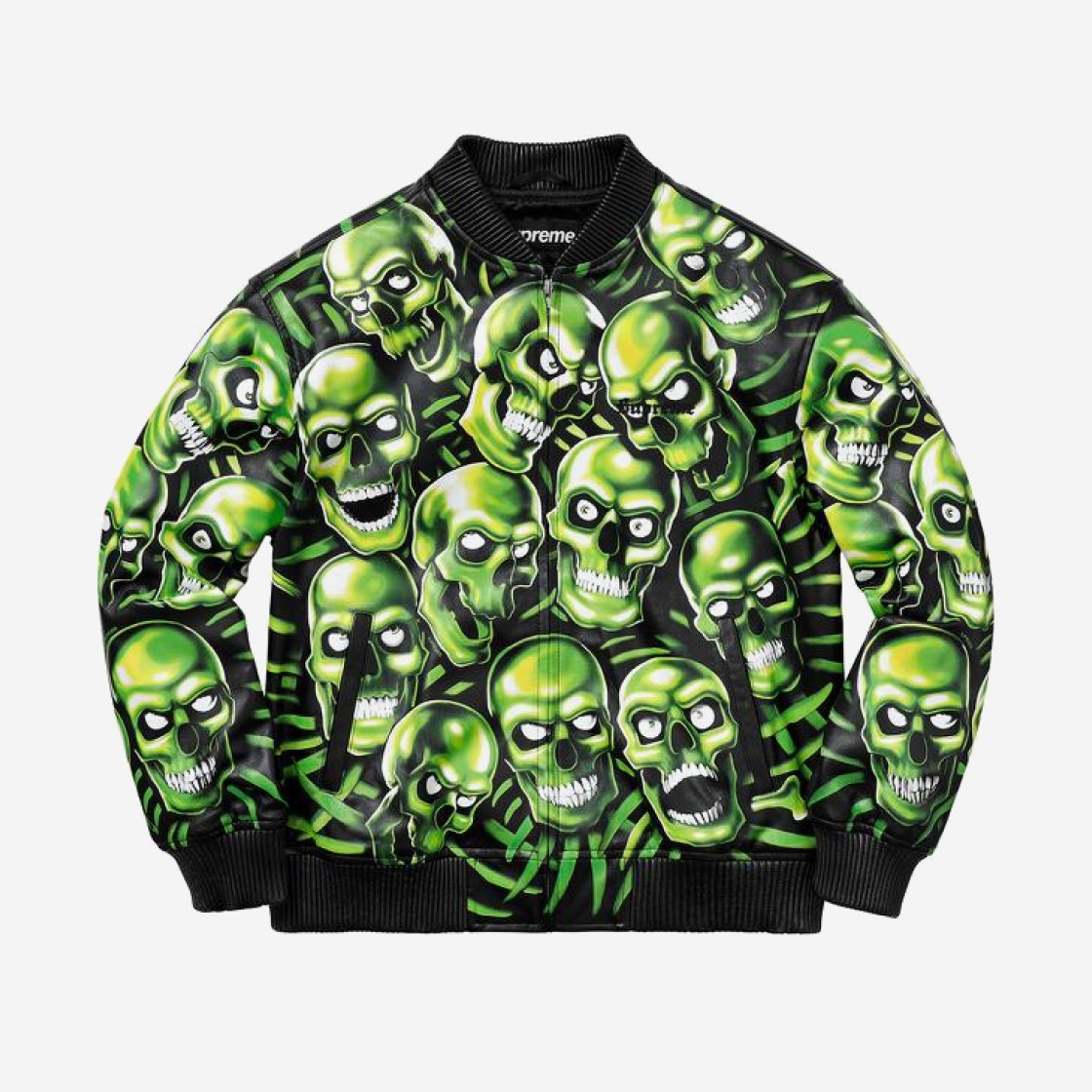 Supreme Skull Pile Leather Bomber Jacket Green - 18SS 상세 이미지 1