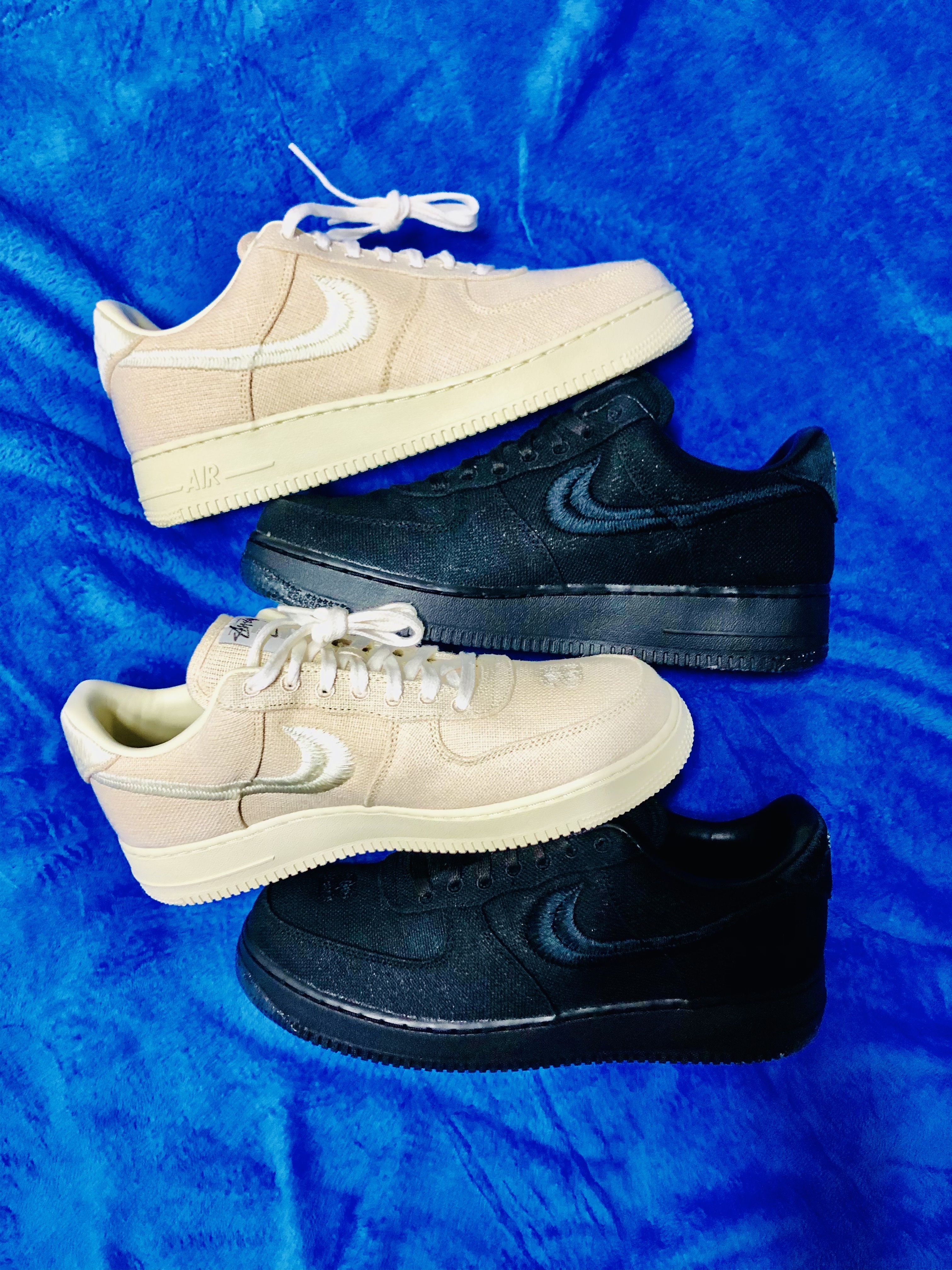 Nike x Stussy Air Force 1 Low Fossil, Nike x Stussy Air Force 1 Low Triple Black 착용 스타일 - 2