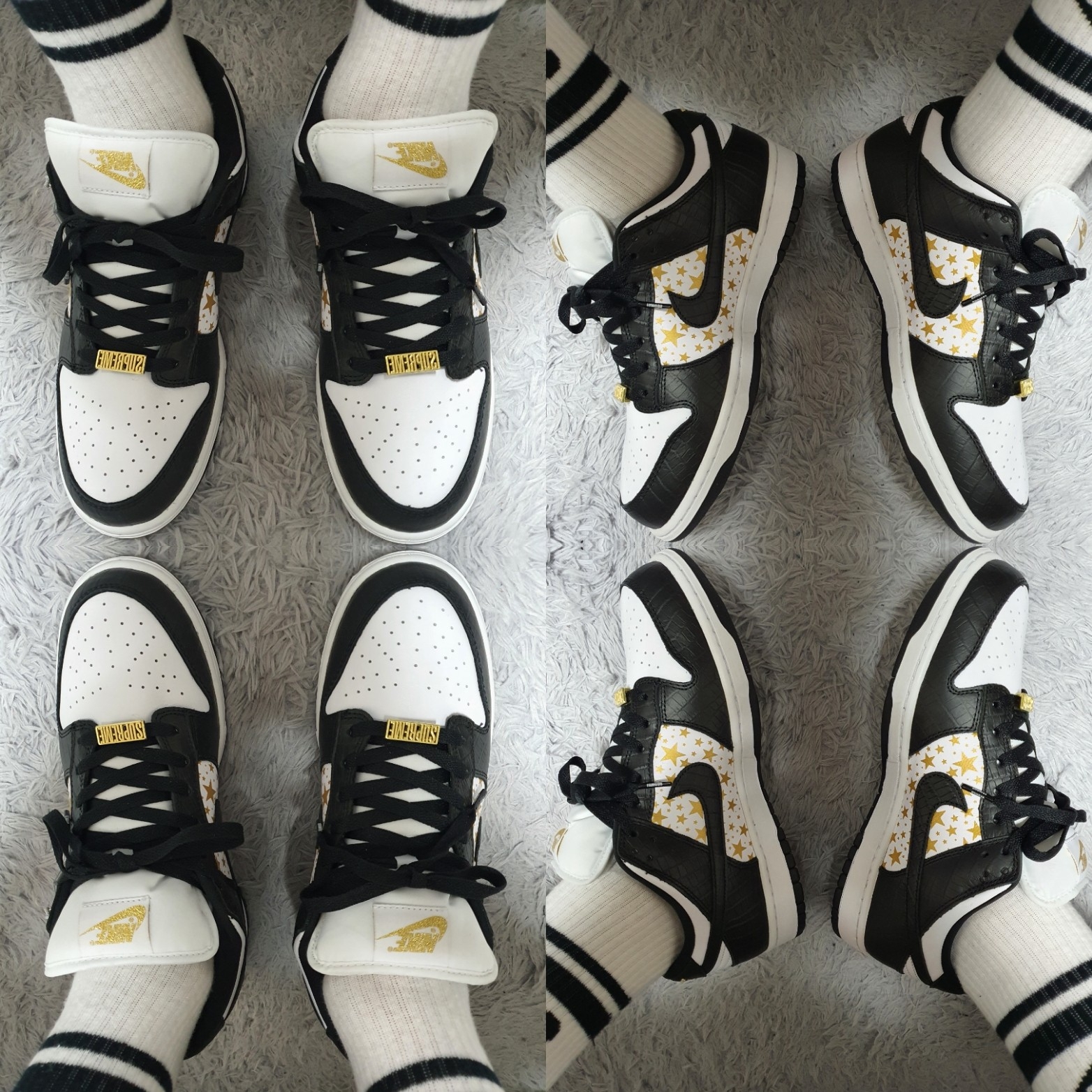 Nike x Supreme SB Dunk Low Black 착용 스타일