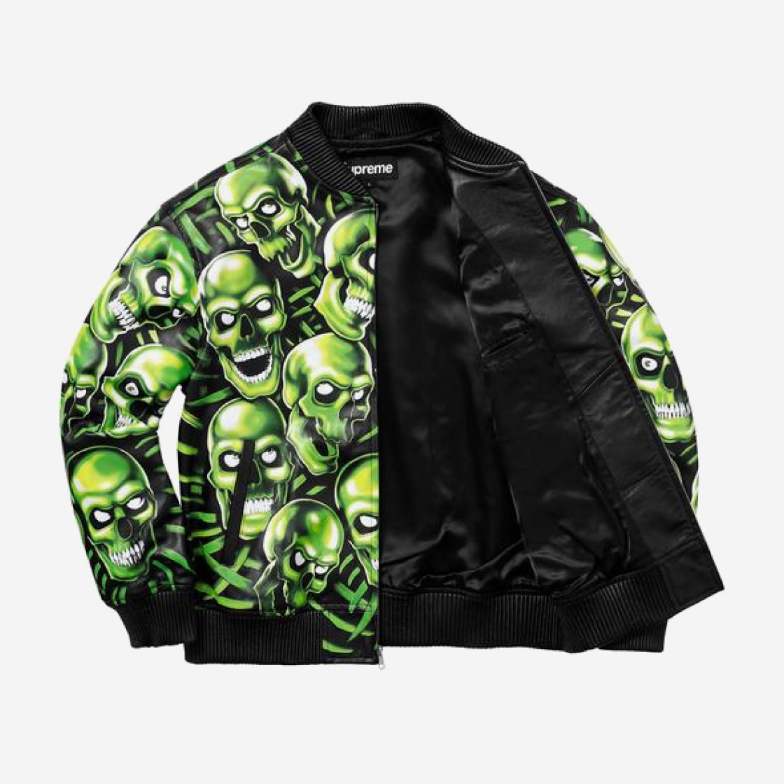 Supreme Skull Pile Leather Bomber Jacket Green - 18SS 상세 이미지 2