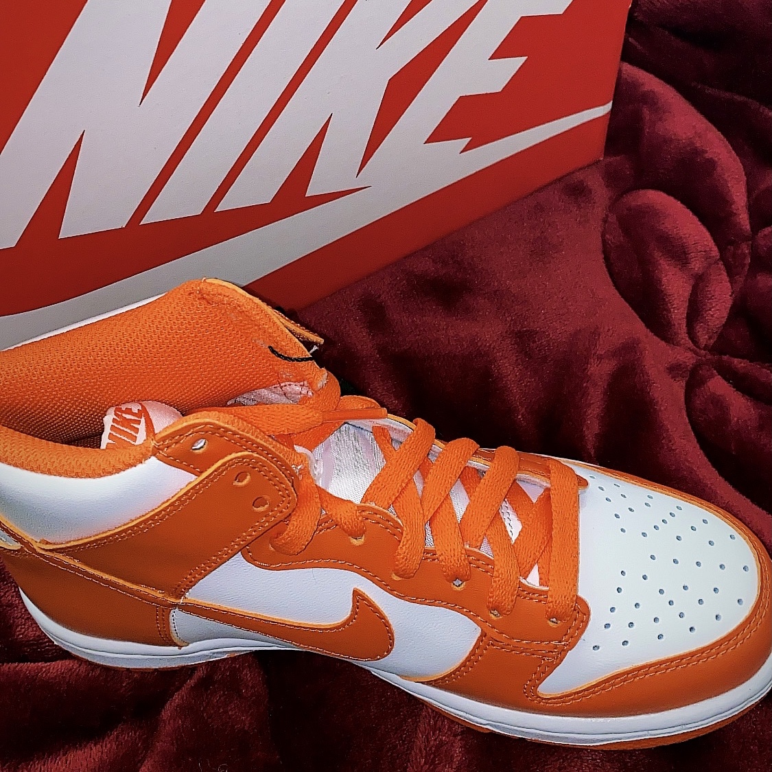 Nike Dunk High Retro Orange Blaze, (GS) Nike Dunk High Orange Blaze 착용 스타일 - 1