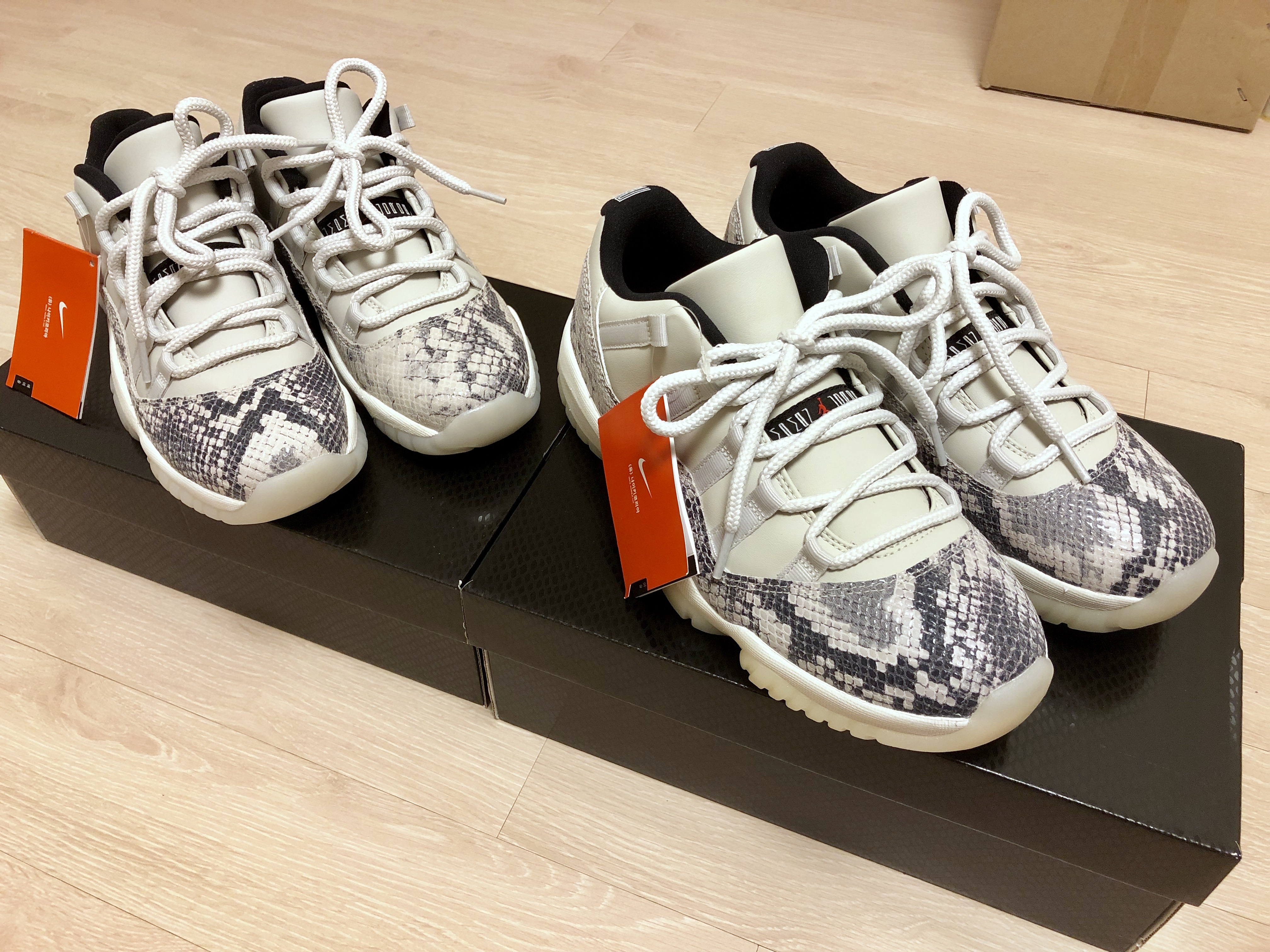 Jordan 11 Retro Low Snake Light Bone, (GS) Jordan 11 Retro Low Snake Light Bone 착용 스타일