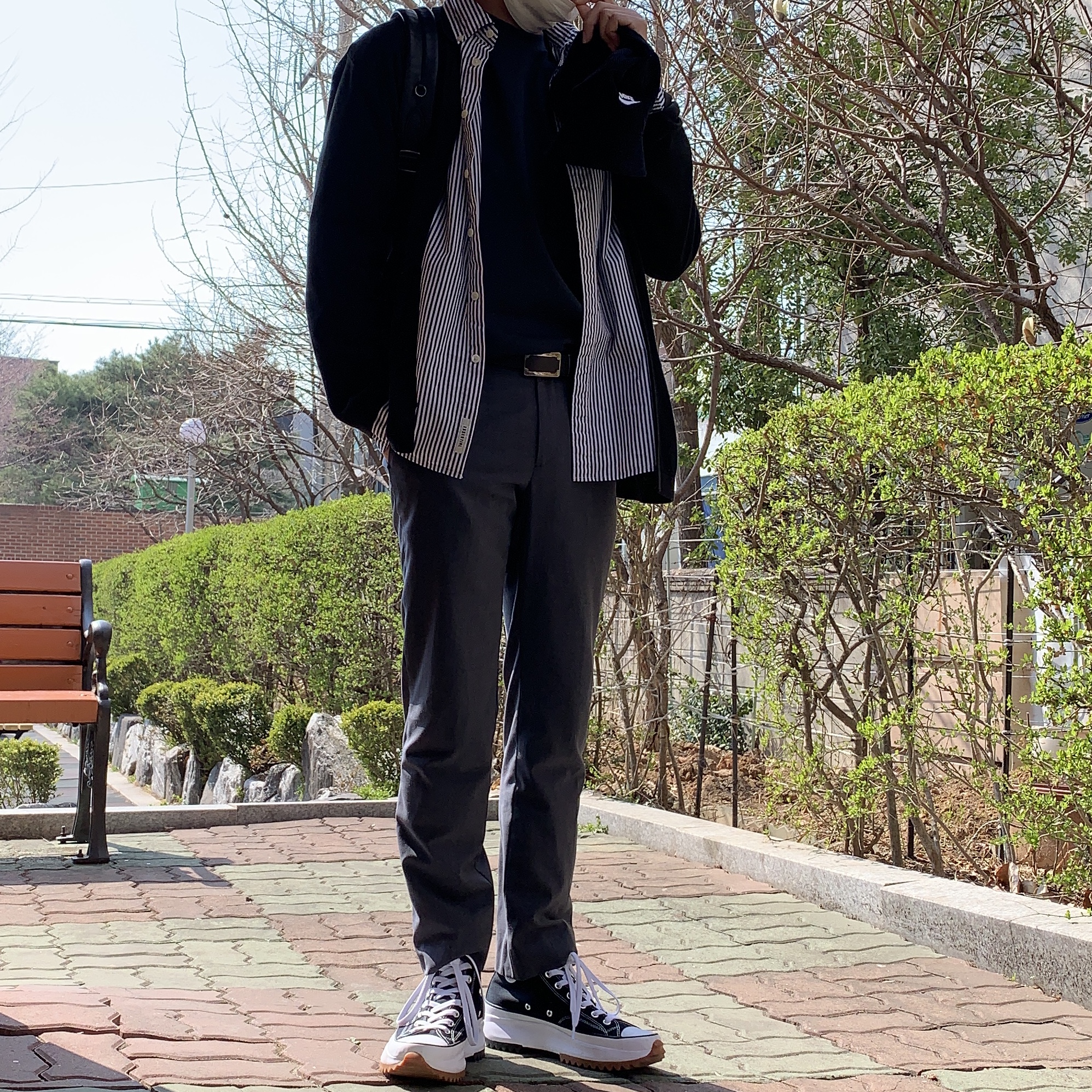 Converse Run Star Hike Hi Black White Gum, Nike Futura Corduroy Bucket Black 착용 스타일