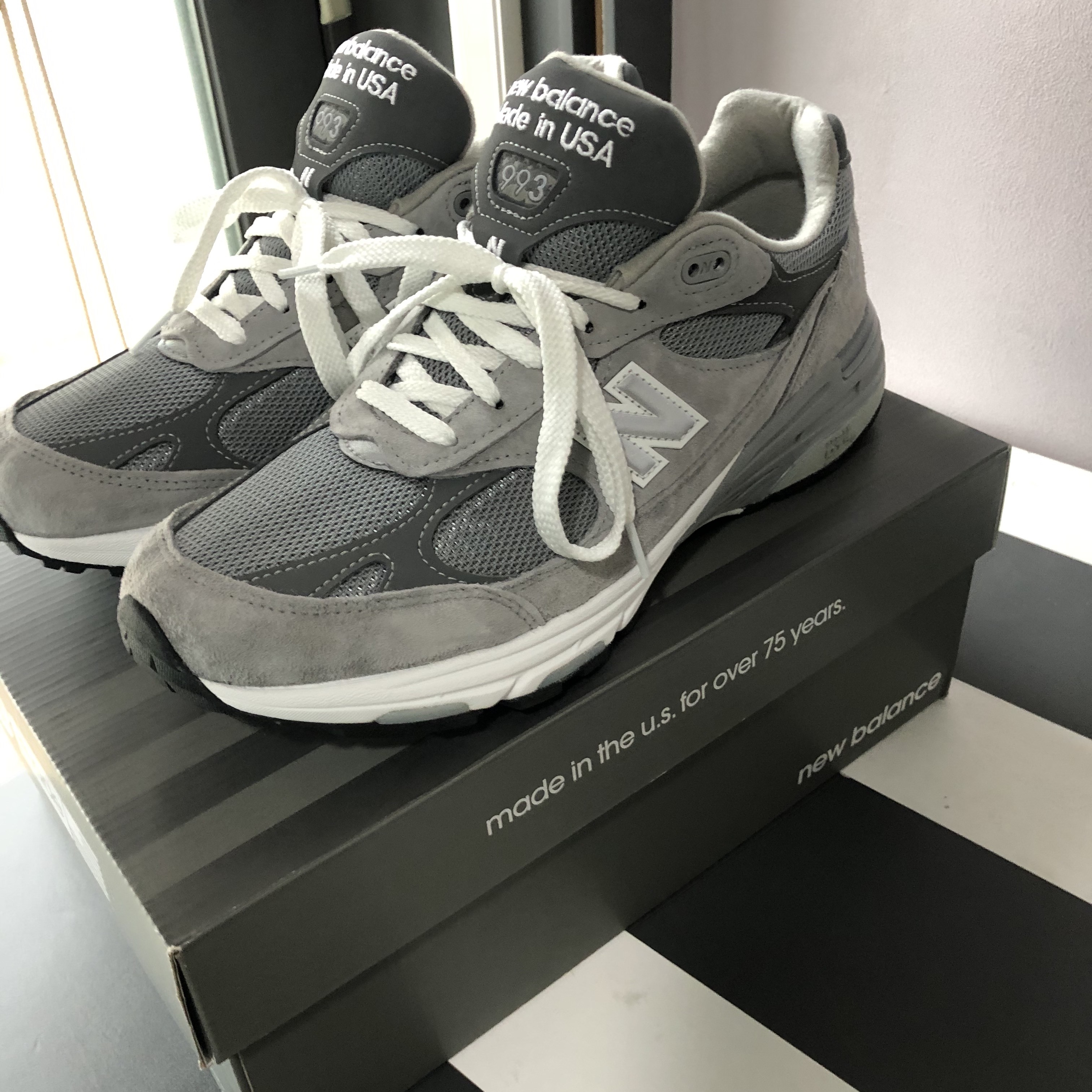 New Balance 993 Made in USA Grey - D Standard 착용 스타일 - 1