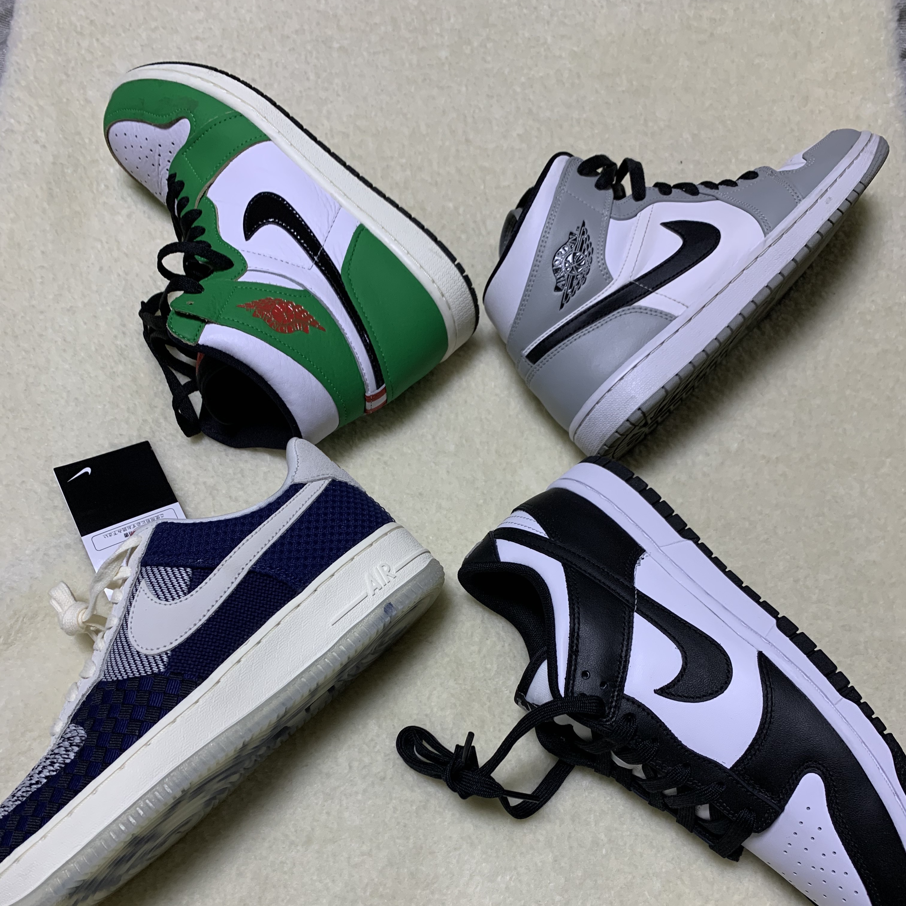 (W) Nike Air Force 1 '07 LV8 Sashiko, Nike Dunk Low Retro Black 착용 스타일 - 5