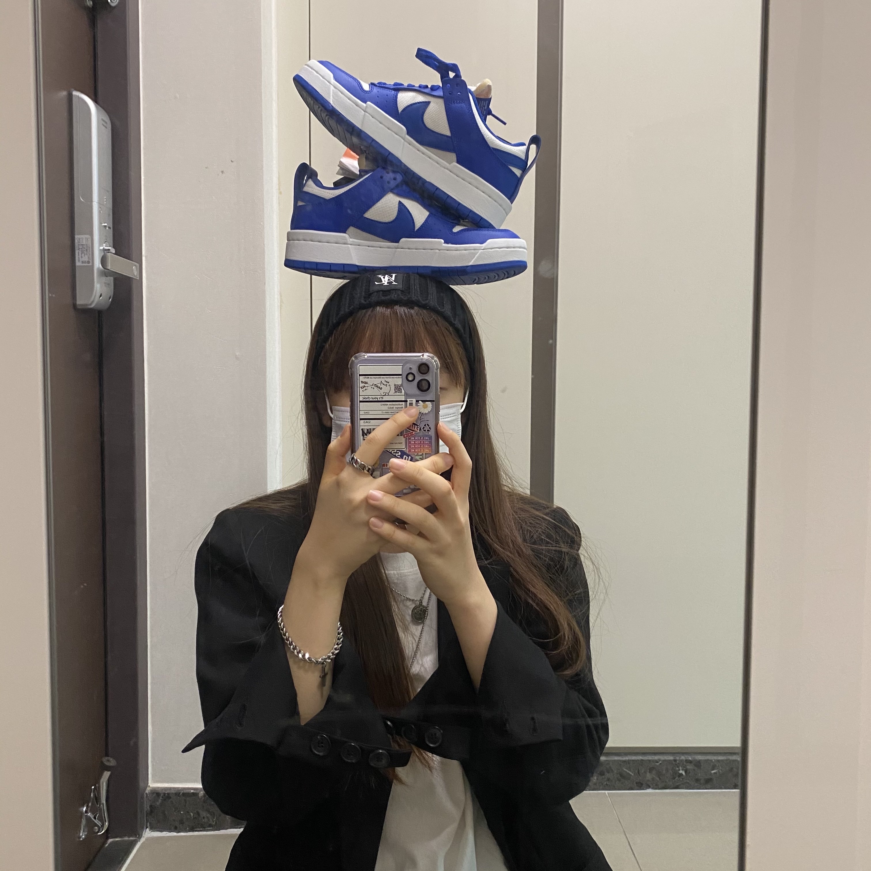 (W) Nike Dunk Low Disrupt Game Royal 착용 스타일 - 3