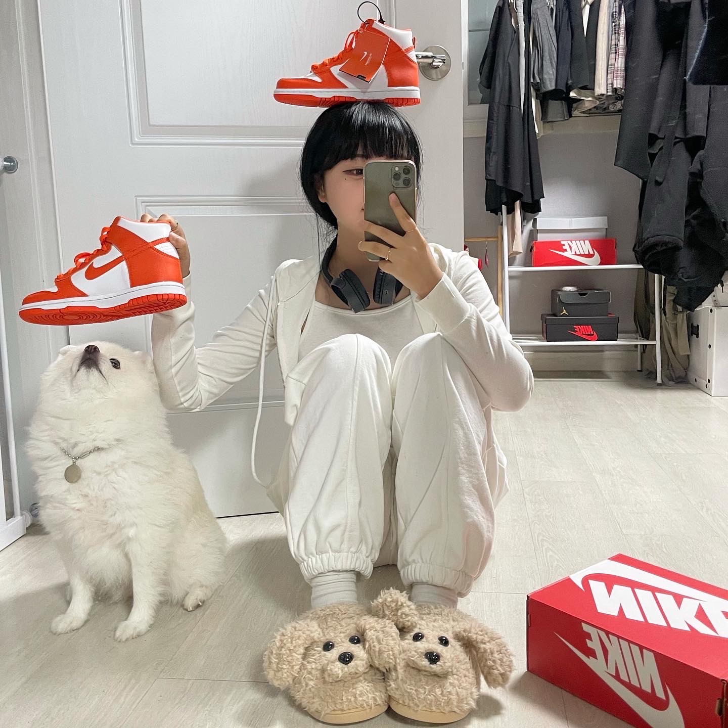 (GS) Nike Dunk High Orange Blaze 착용 스타일 - 1