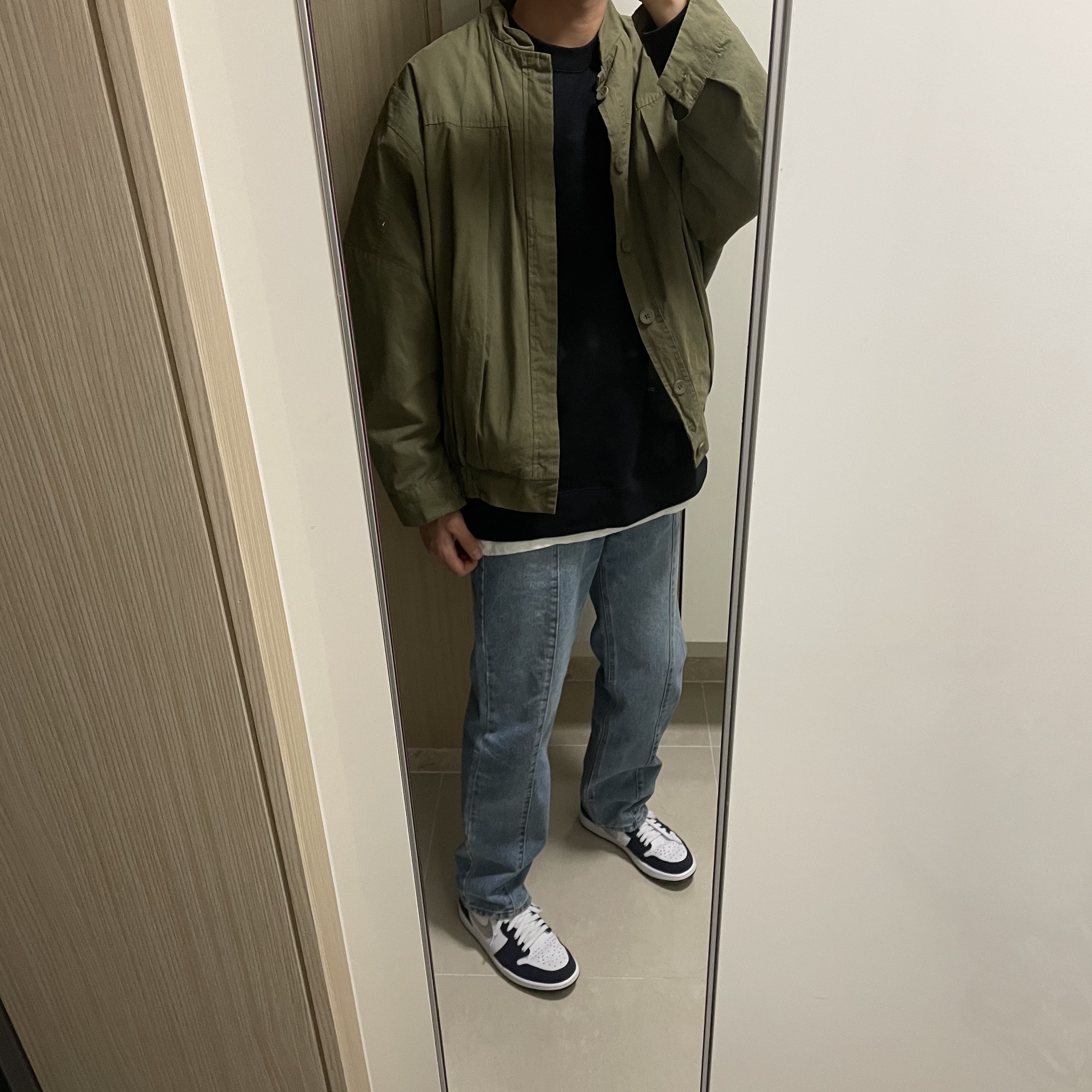 Nike x Stussy NRG ZR Fleece Crewneck Black - US/EU, Jordan 1 Retro High OG CO.JP Midnight Navy 착용 스타일