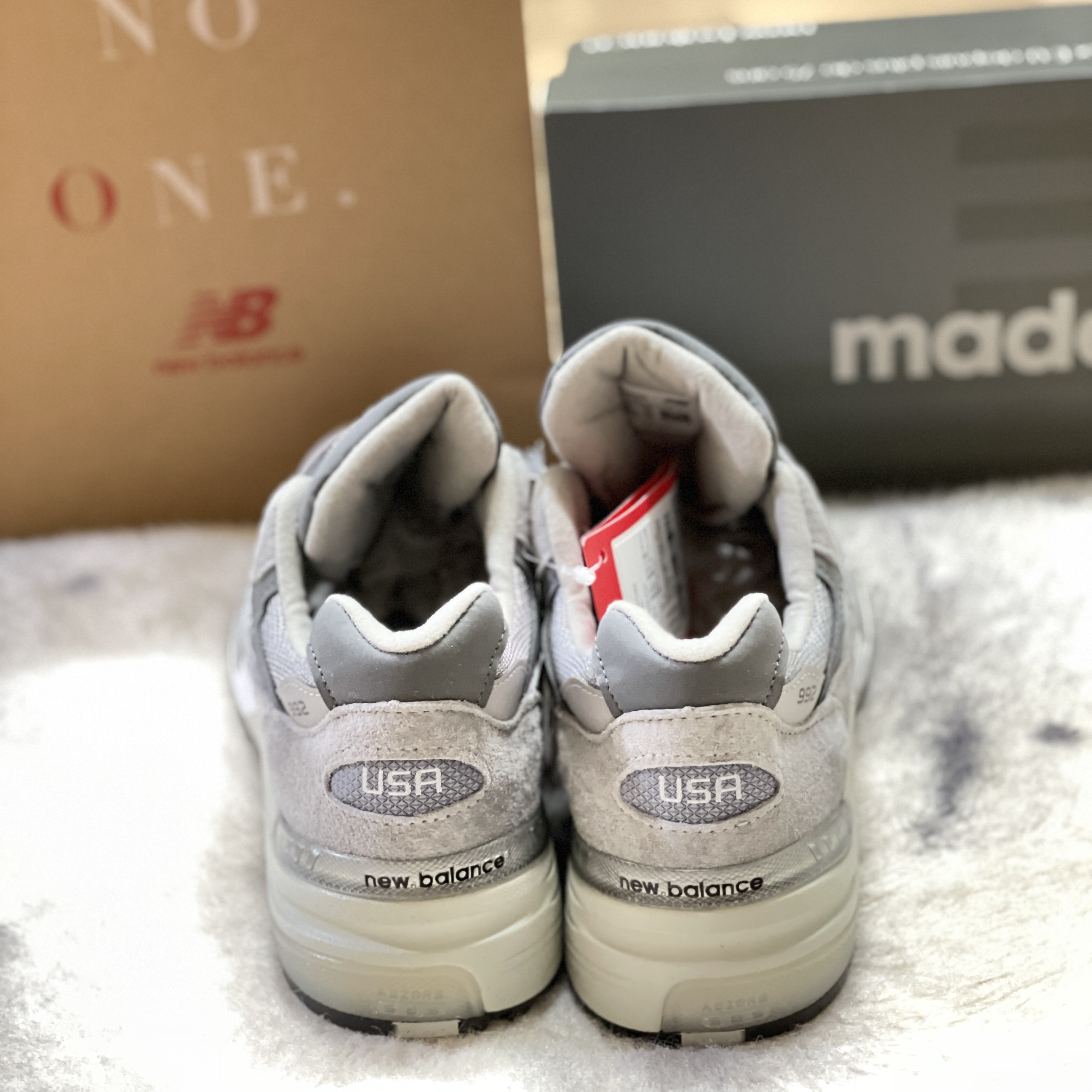New Balance 992 Made in USA Grey - D Standard 착용 스타일 - 4