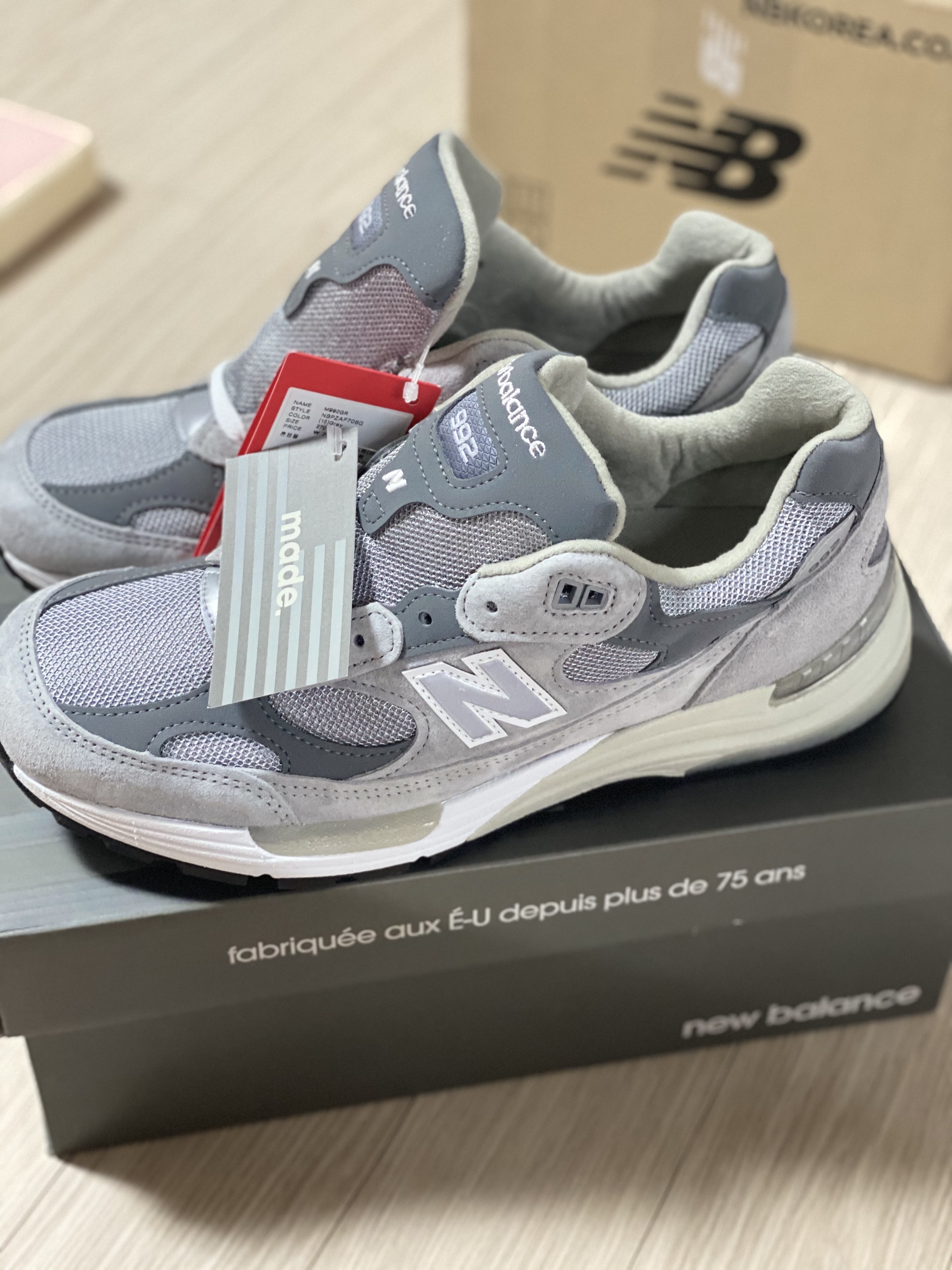 New Balance 992 Made in USA Grey - D Standard 착용 스타일 - 2