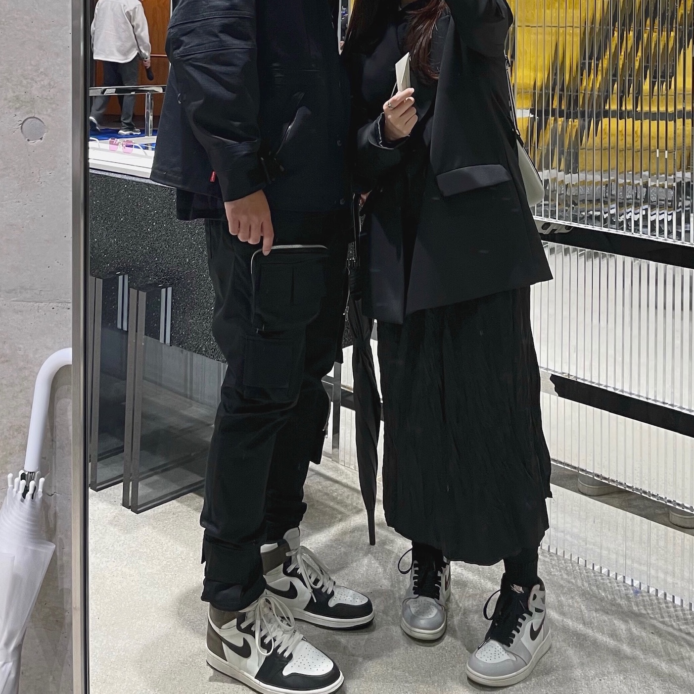 Jordan 1 Retro High OG Black Mocha, Jordan 1 Retro High OG Defiant SB NYC to Paris 착용 스타일