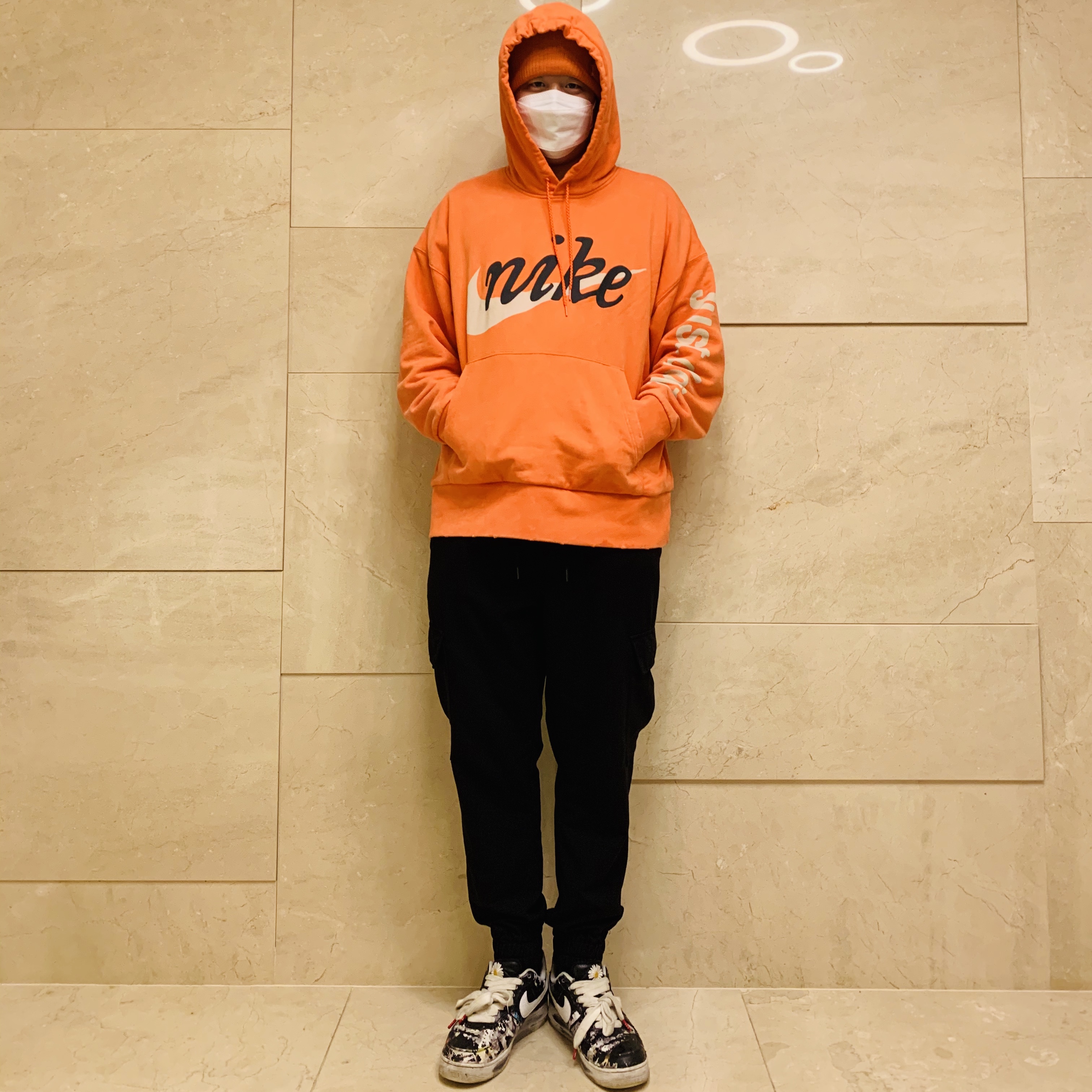 Nike x Cactus Plant Flea Market Shoebox Heavyweight Hooded Pullover Orange - US/EU, Nike x Peaceminusone Air Force 1 Low Para-Noise 착용 스타일