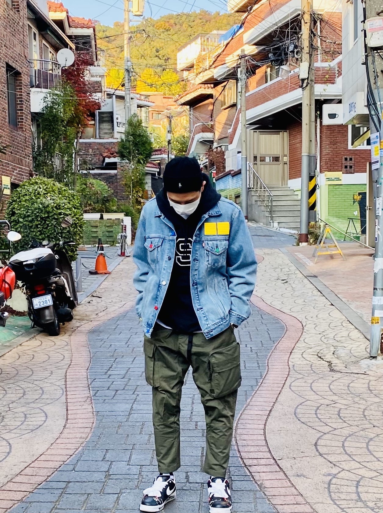 Nike x Peaceminusone Air Force 1 Low Para-Noise, Nike ACG Cargo Pants Cargo Khaki - Asia 착용 스타일 - 2