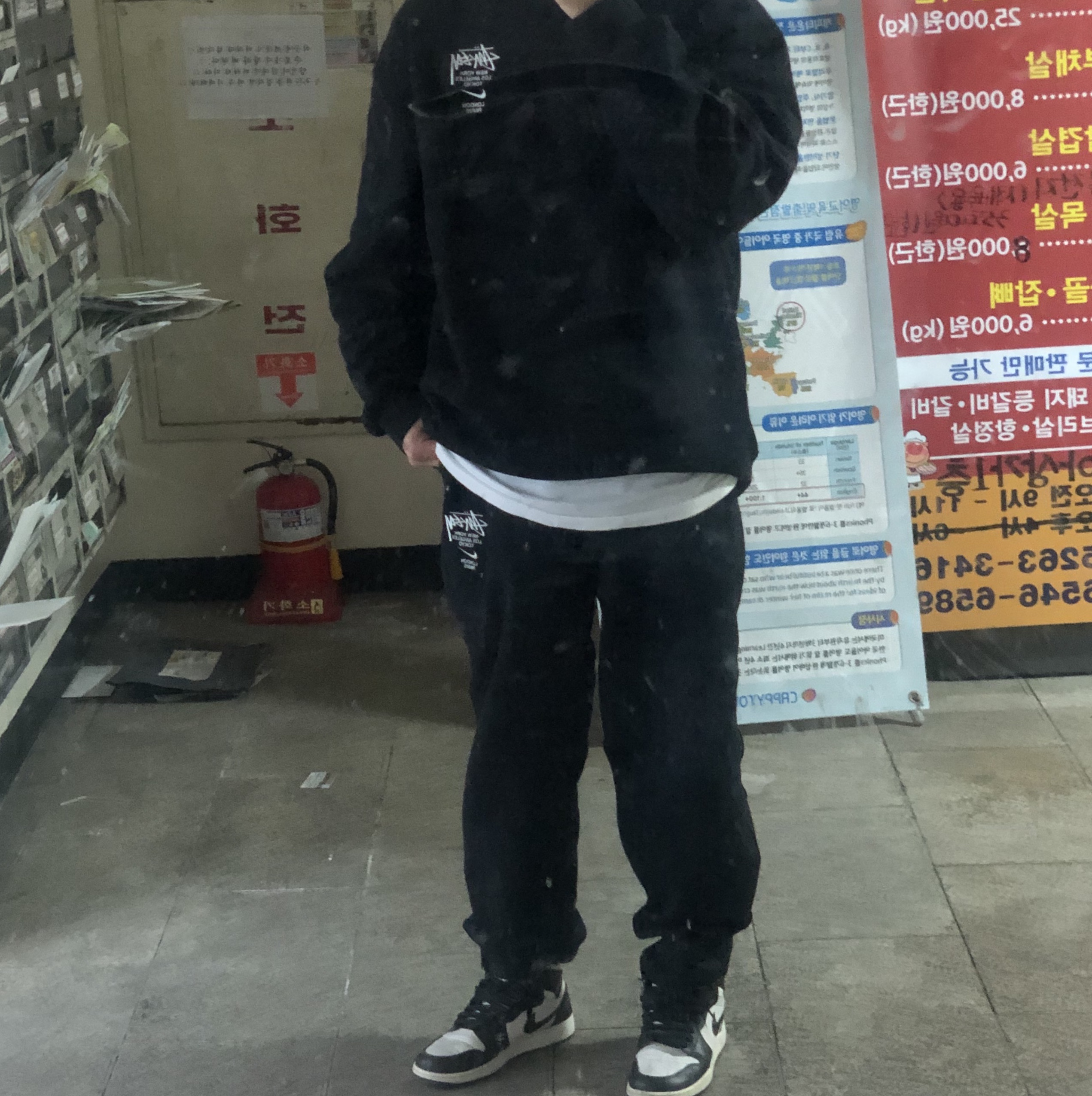 Nike x Stussy NRG ZR Fleece Pants Black - US/EU, Nike x Stussy NRG ZR Fleece Crewneck Black - US/EU 착용 스타일