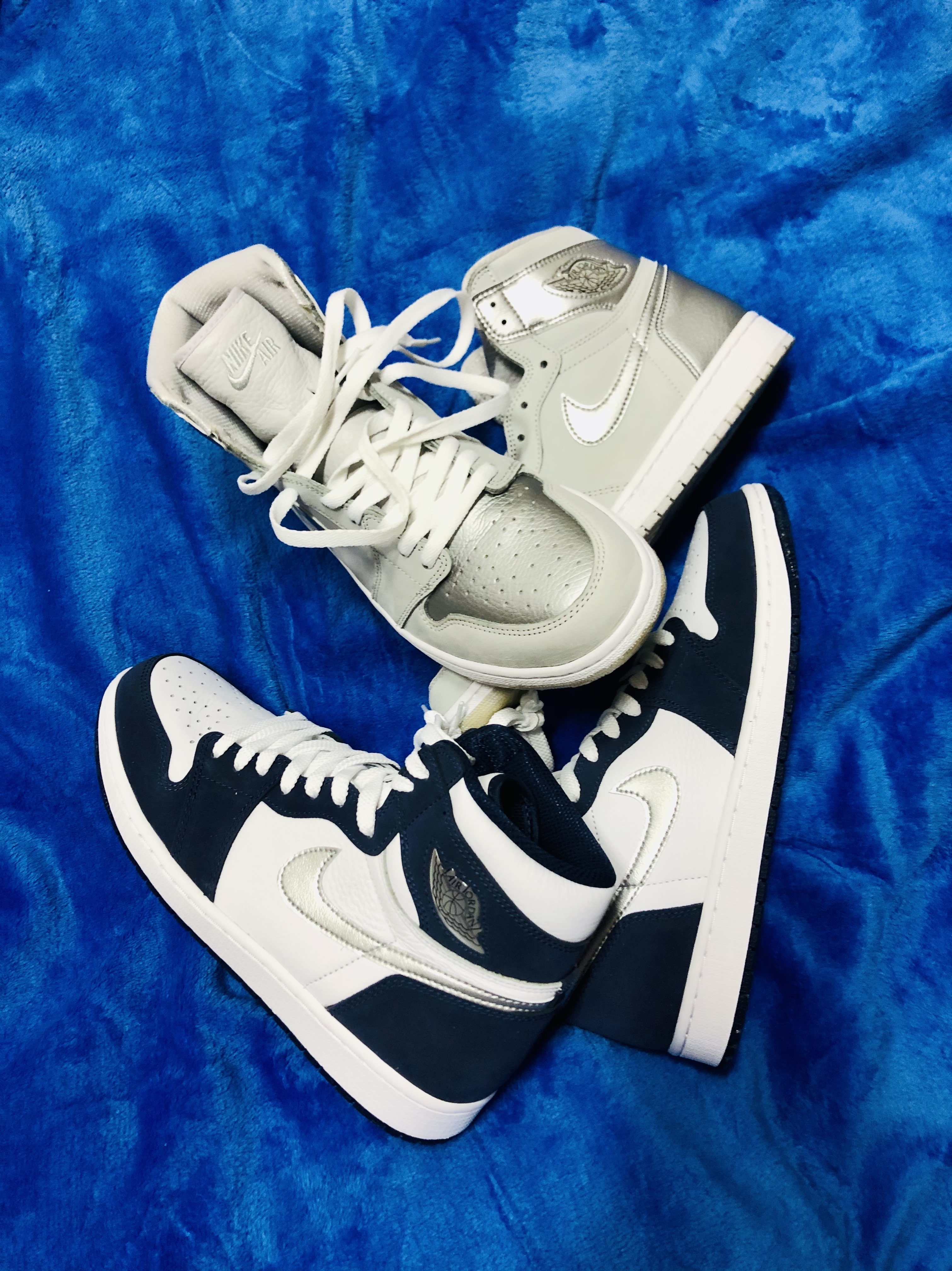 Jordan 1 Retro High OG CO.JP Midnight Navy, Jordan 1 Retro High OG CO.JP Neutral Grey 착용 스타일 - 1