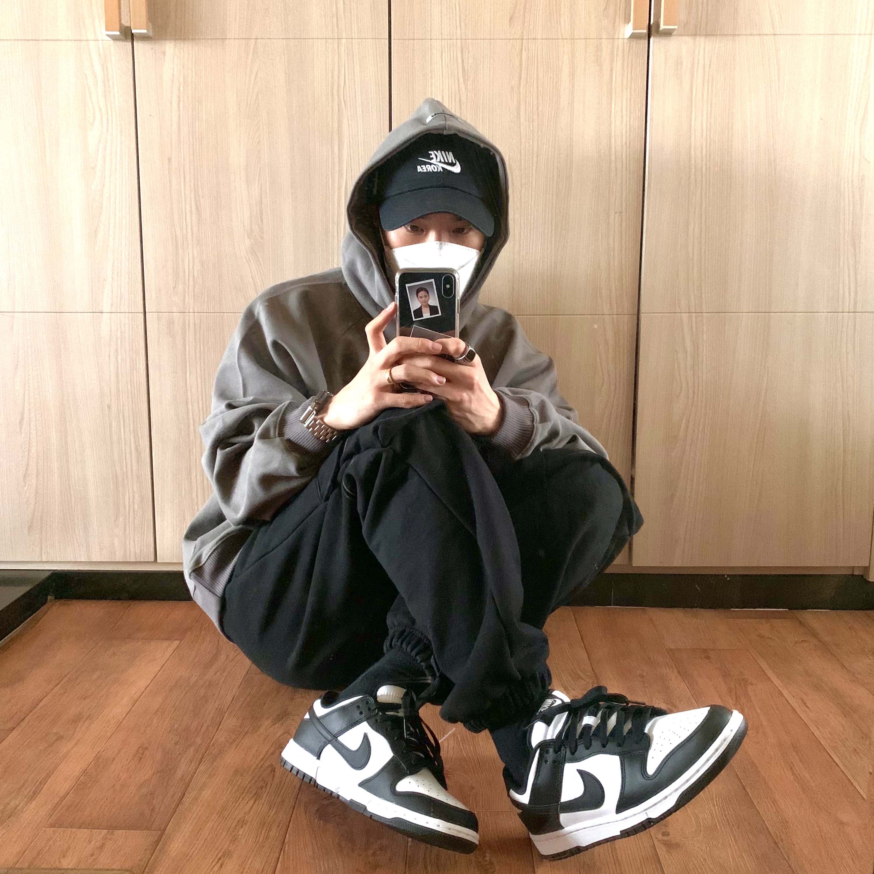 Nike Dunk Low Retro Black, (W) Nike Dunk Low Black 착용 스타일 - 2