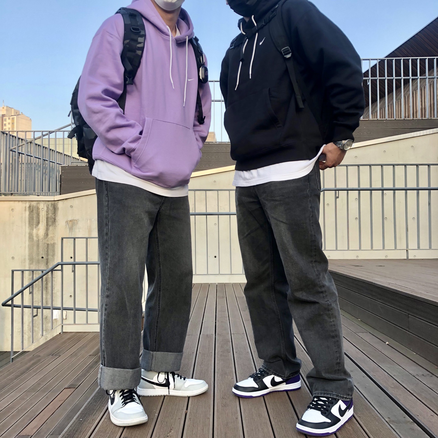 Nike NRG Solo Swoosh Fleece Hoodie Black White - Asia, Nike NRG Solo Swoosh Fleece Hoodie Urban Lilac - Asia 착용 스타일