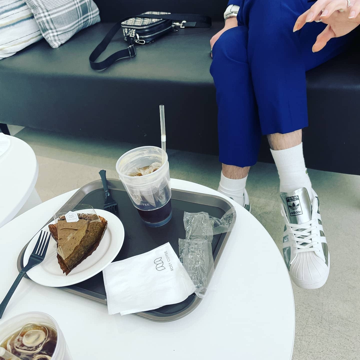 Adidas x Prada Superstar Metallic Silver 착용 스타일